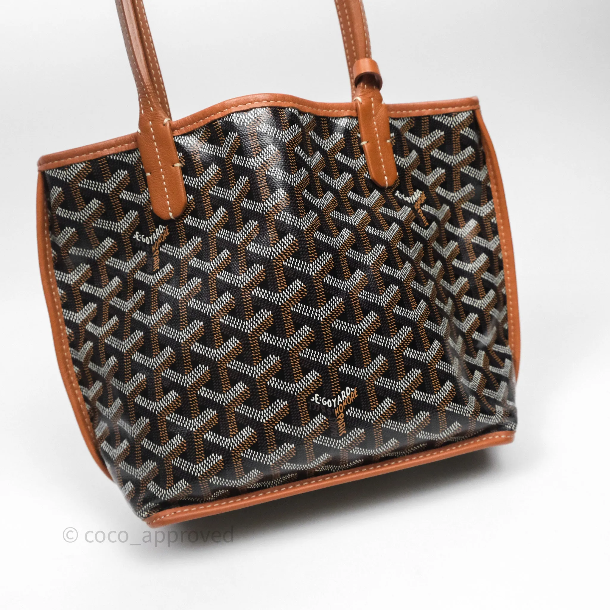 Goyard Anjou Mini Bag Goyardine Canvas Black/Tan