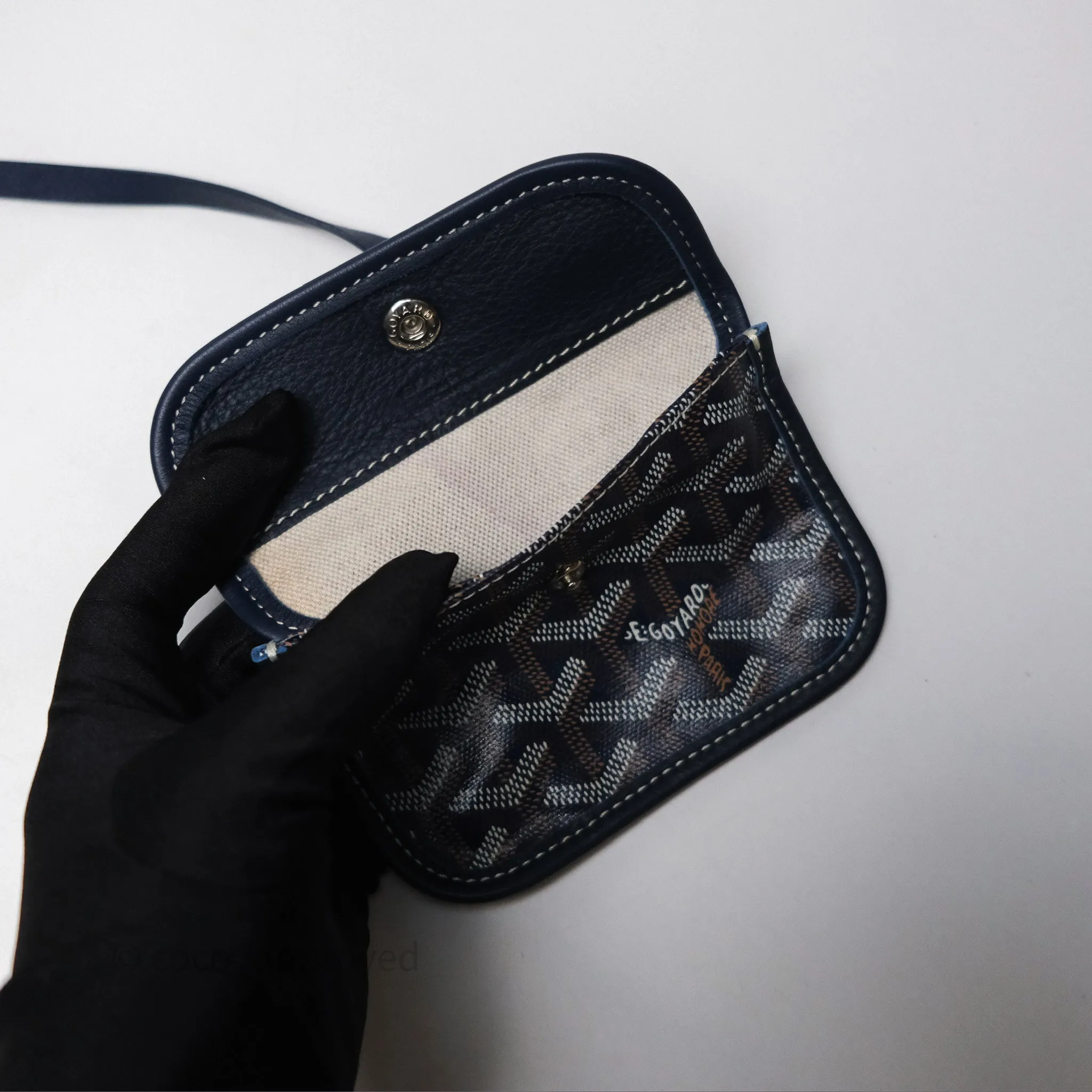Goyard Anjou Mini Bag Goyardine Canvas Navy