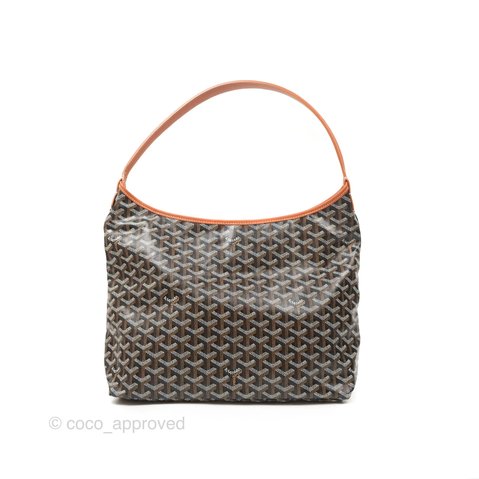 Goyard Bohme Hobo Bag Black/Tan Goyardine Canvas