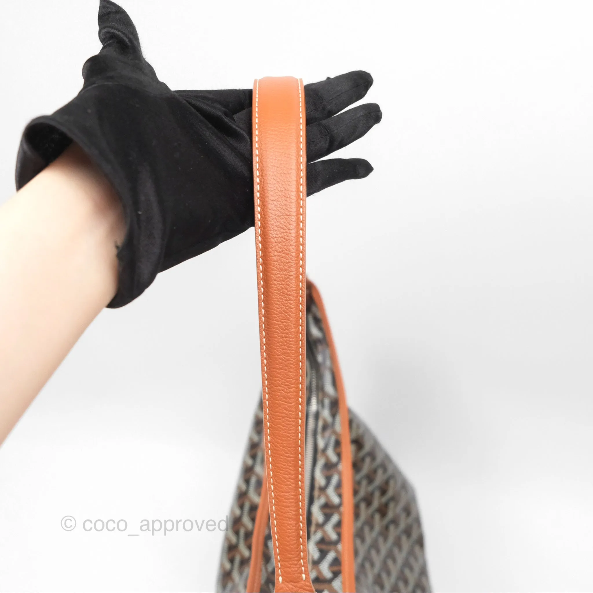 Goyard Bohme Hobo Bag Black/Tan Goyardine Canvas