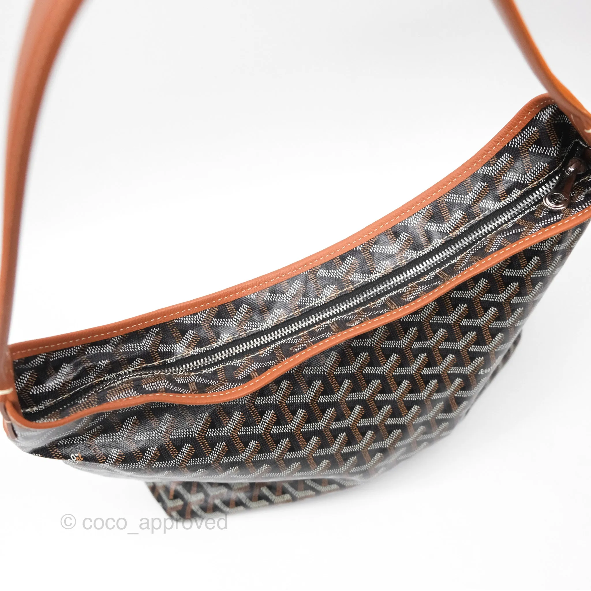 Goyard Bohme Hobo Bag Black/Tan Goyardine Canvas