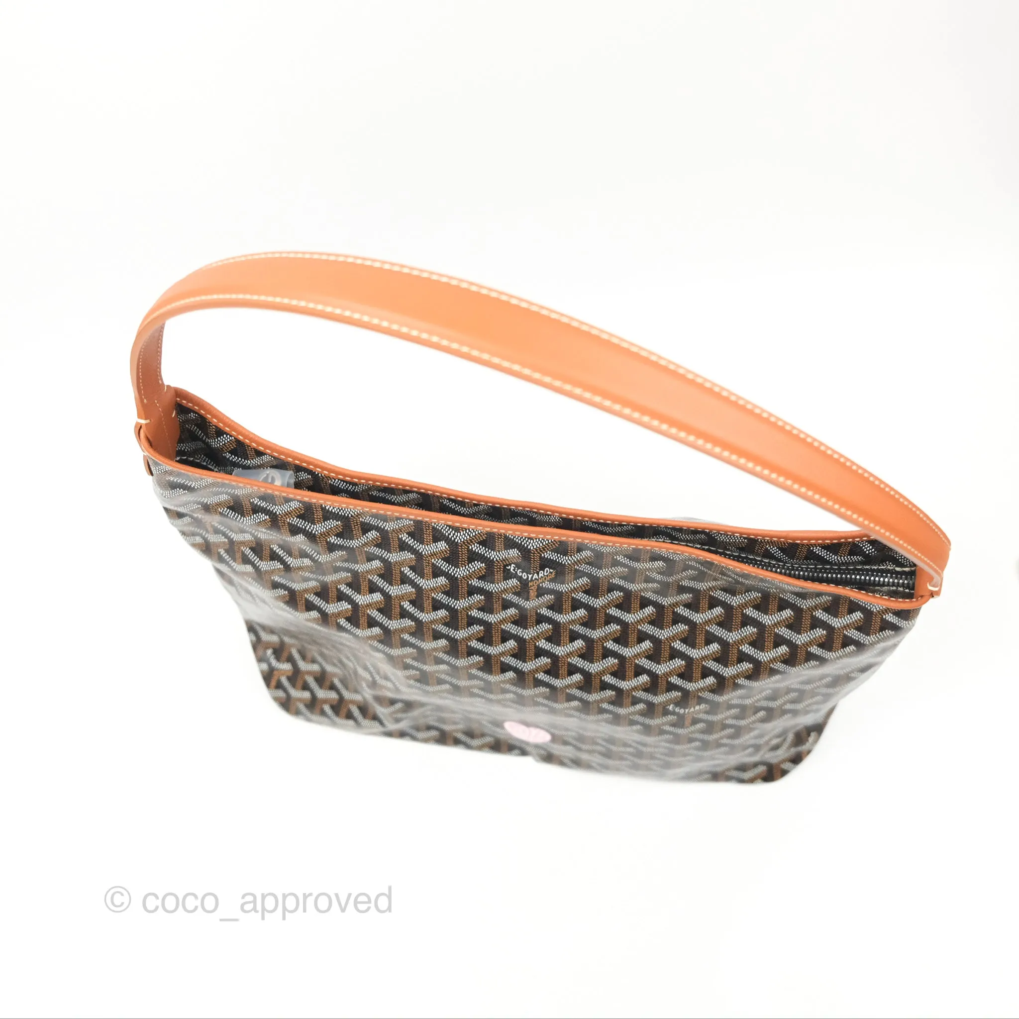 Goyard Bohme Hobo Bag Black/Tan Goyardine Canvas