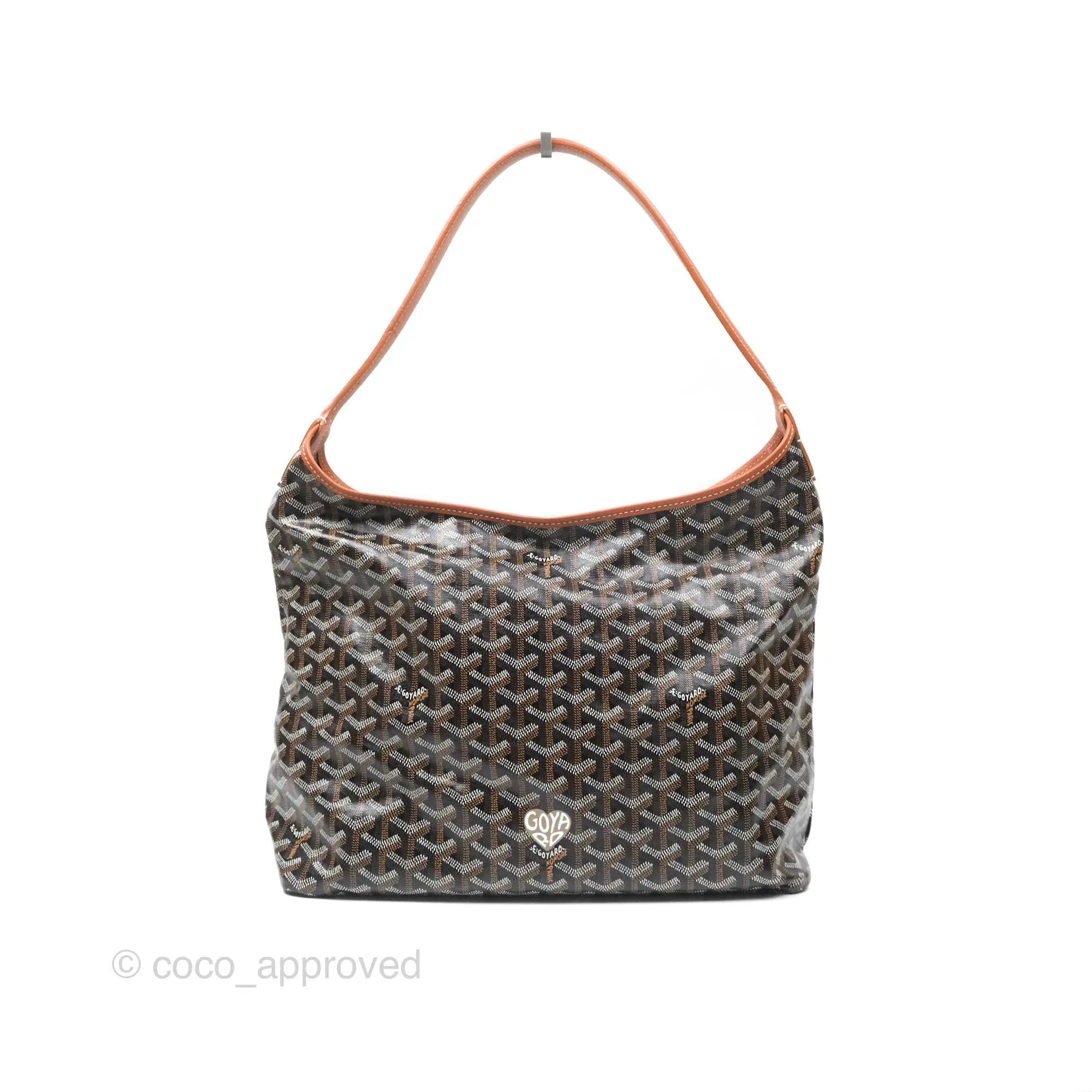 Goyard Bohme Hobo Bag Black/Tan Goyardine Canvas