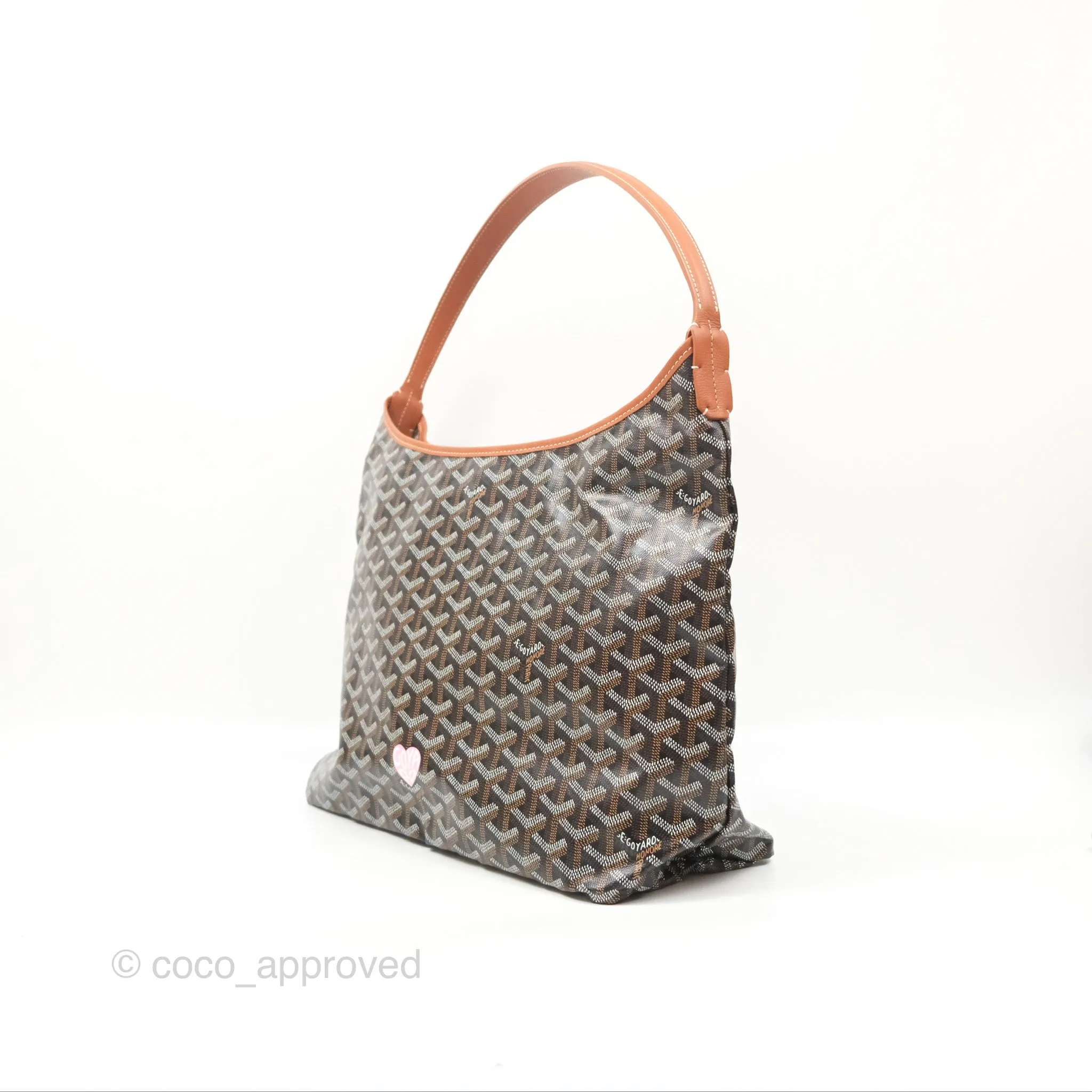 Goyard Bohme Hobo Bag Black/Tan Goyardine Canvas