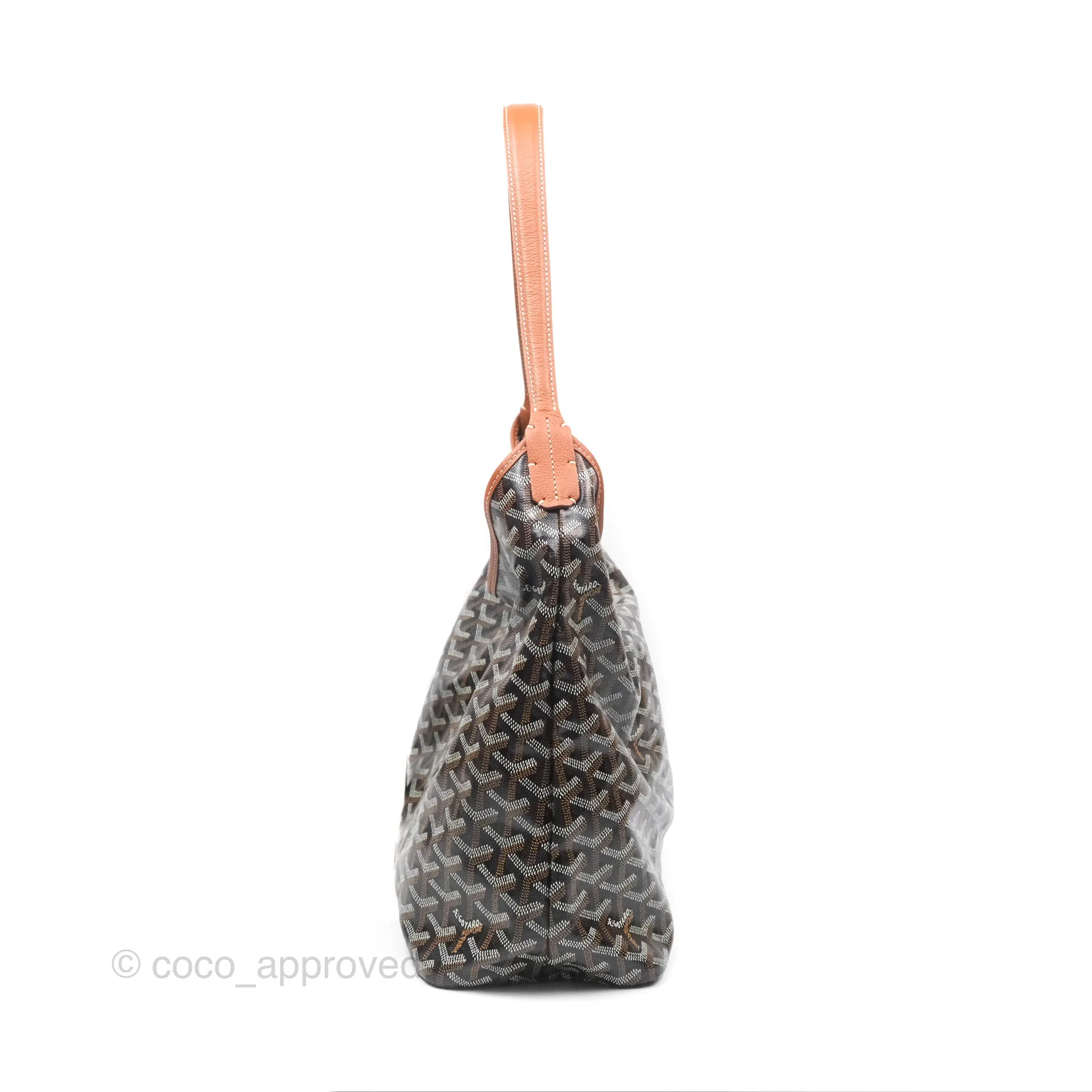 Goyard Bohme Hobo Bag Black/Tan Goyardine Canvas
