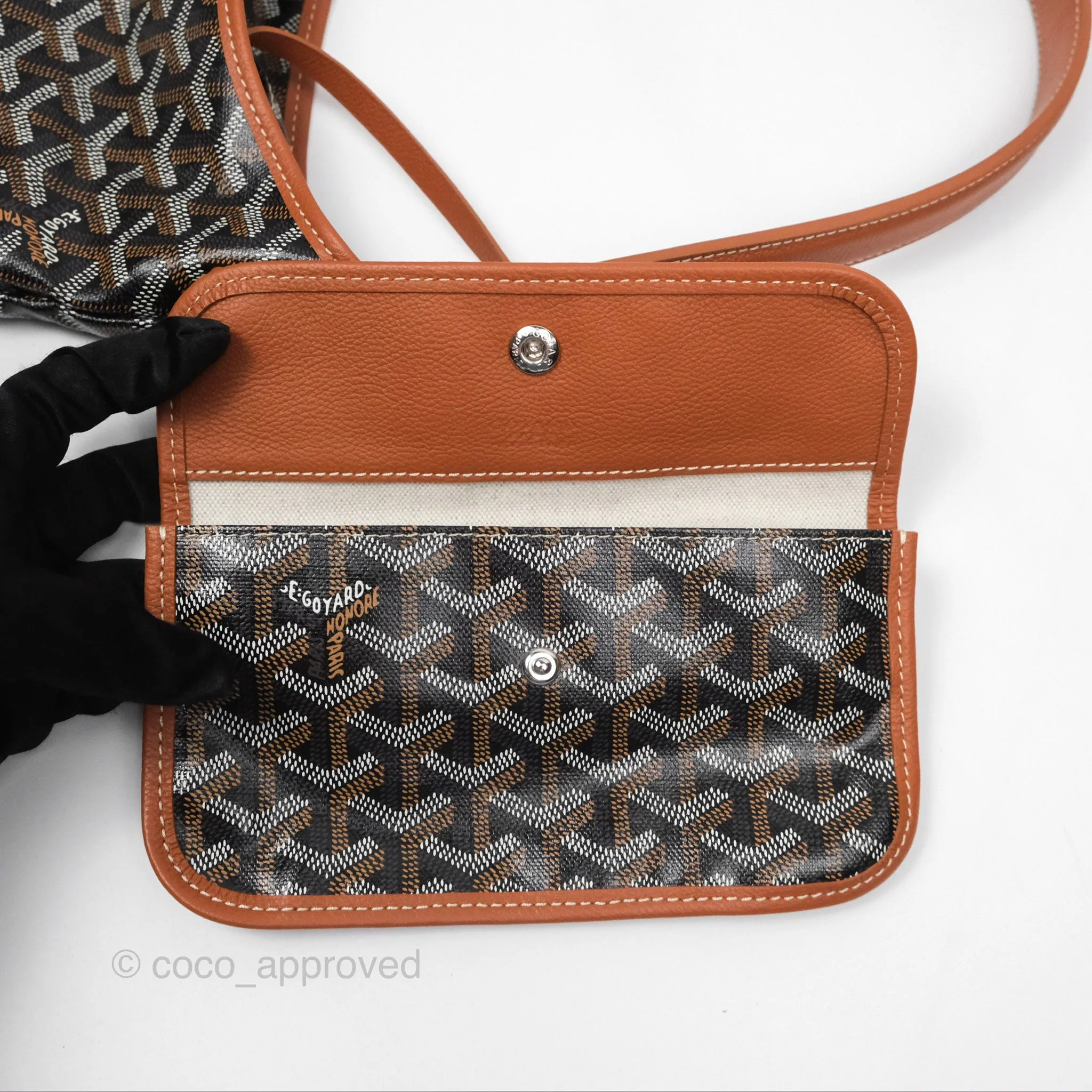 Goyard Bohme Hobo Bag Black/Tan Goyardine Canvas