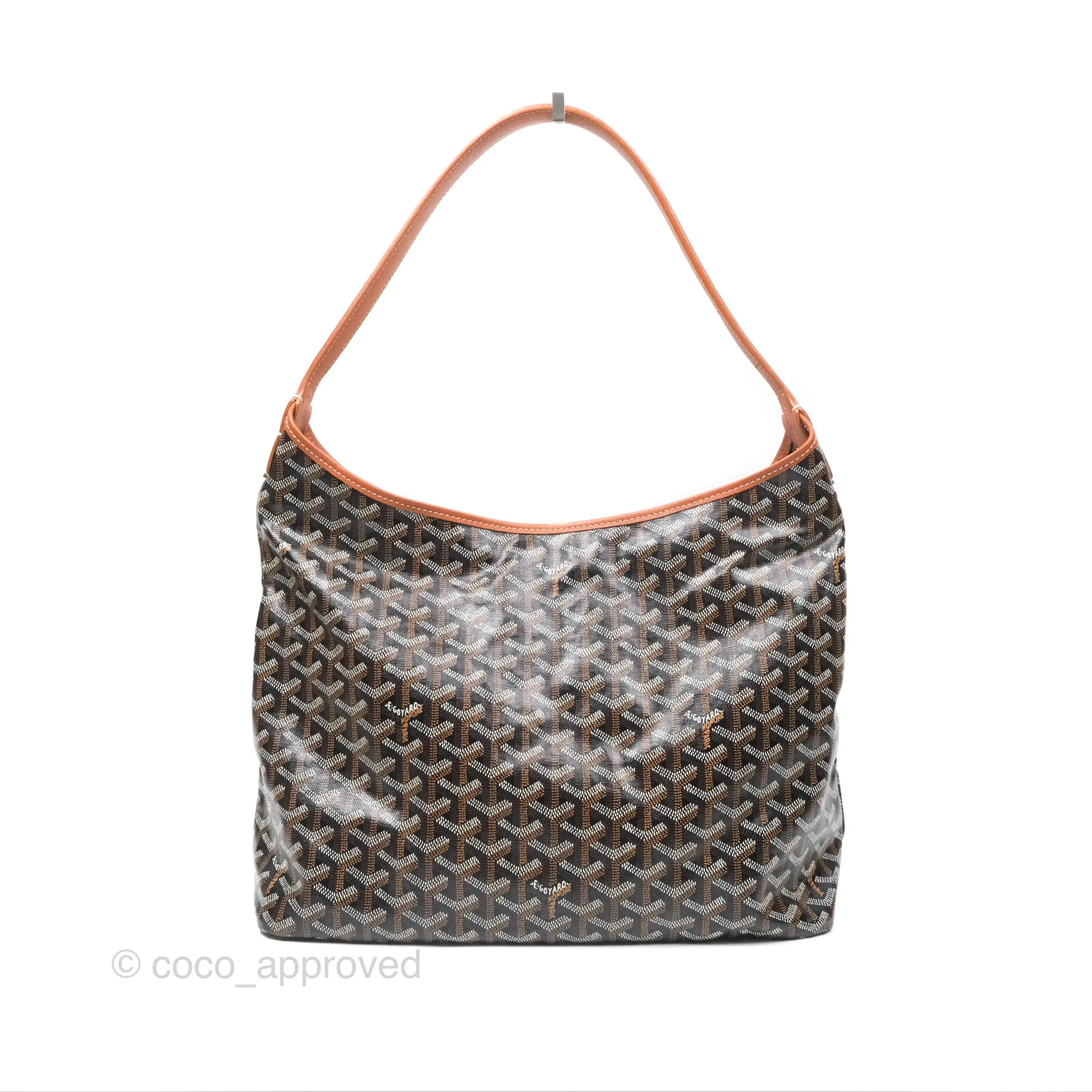 Goyard Bohme Hobo Bag Black/Tan Goyardine Canvas