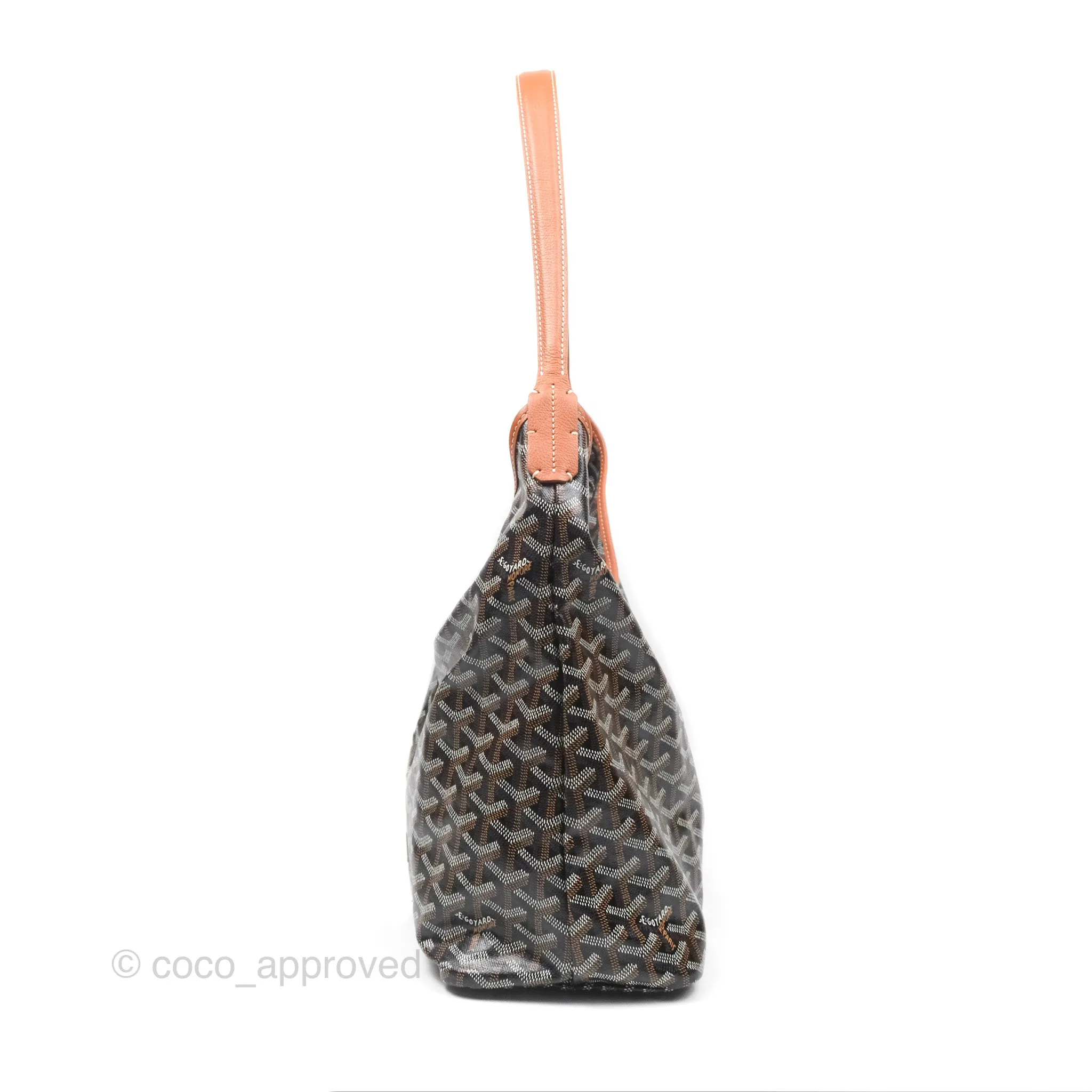 Goyard Bohme Hobo Bag Black/Tan Goyardine Canvas