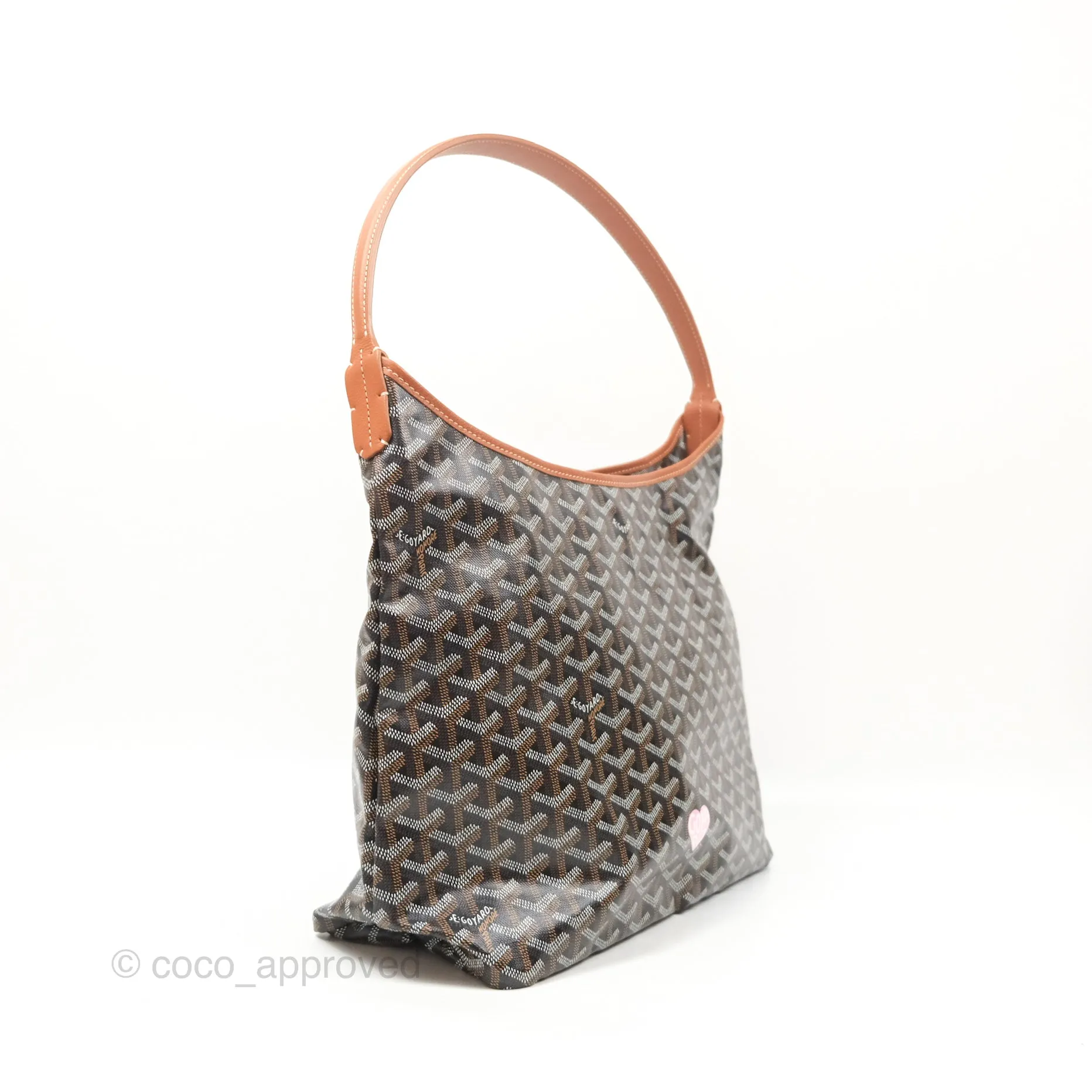 Goyard Bohme Hobo Bag Black/Tan Goyardine Canvas