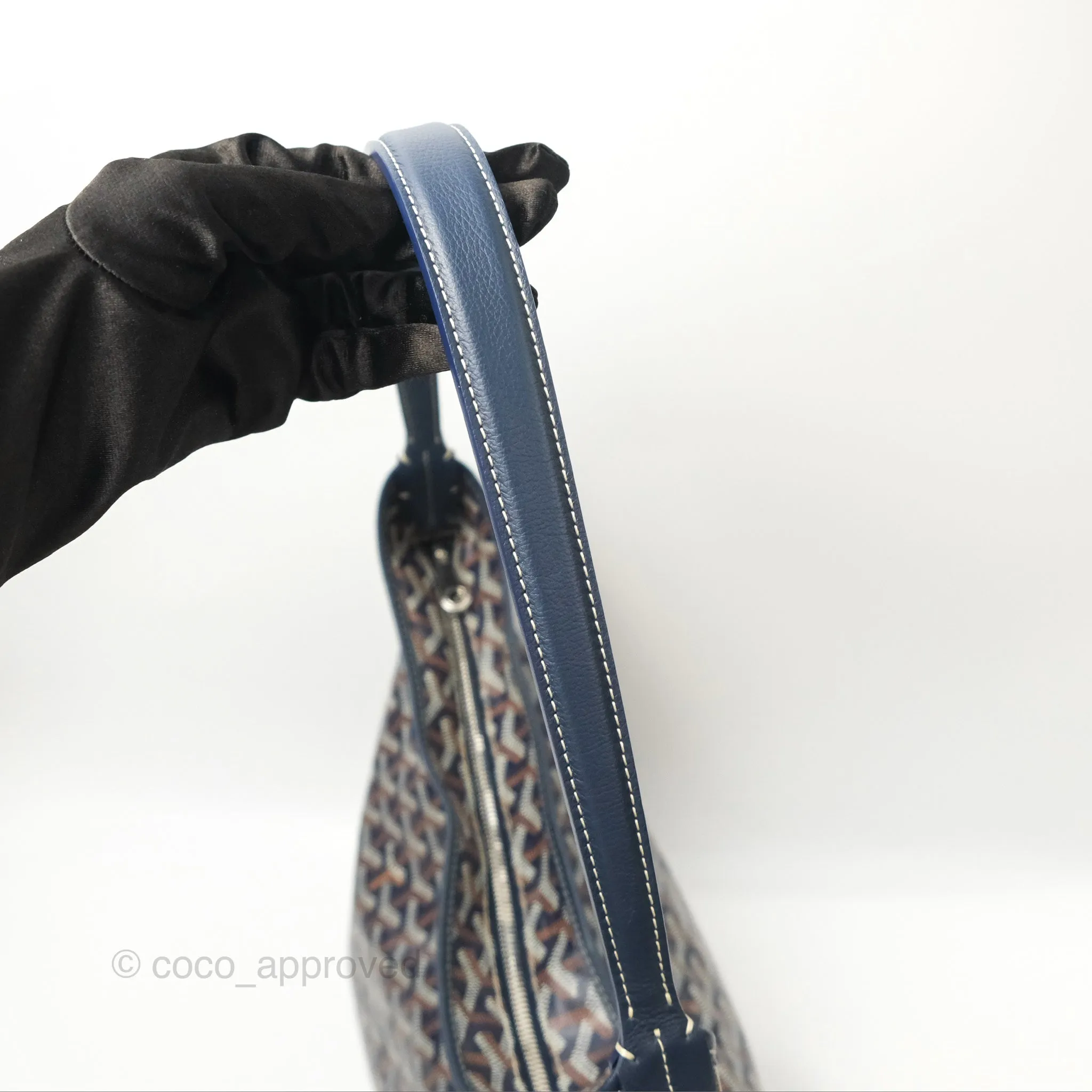 Goyard Bohme Hobo Bag Navy Goyardine Canvas