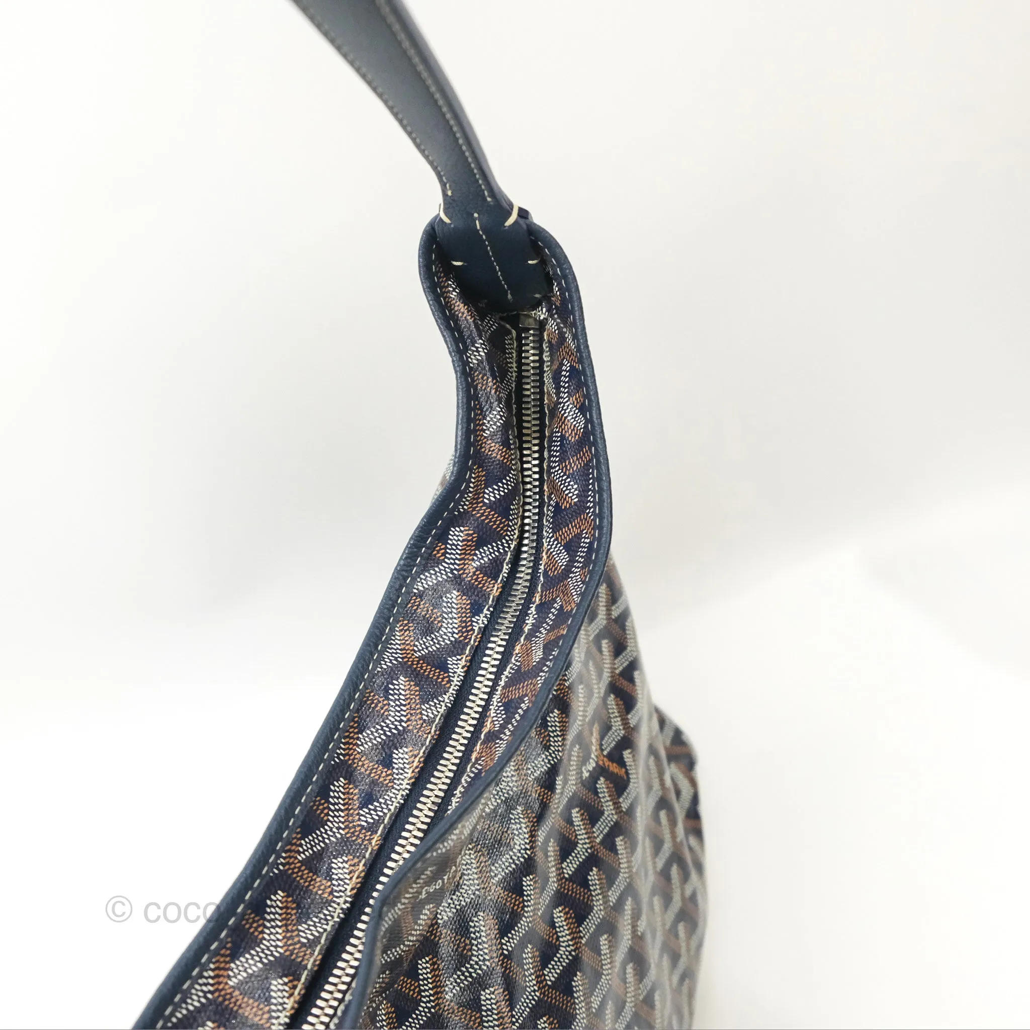 Goyard Bohme Hobo Bag Navy Goyardine Canvas