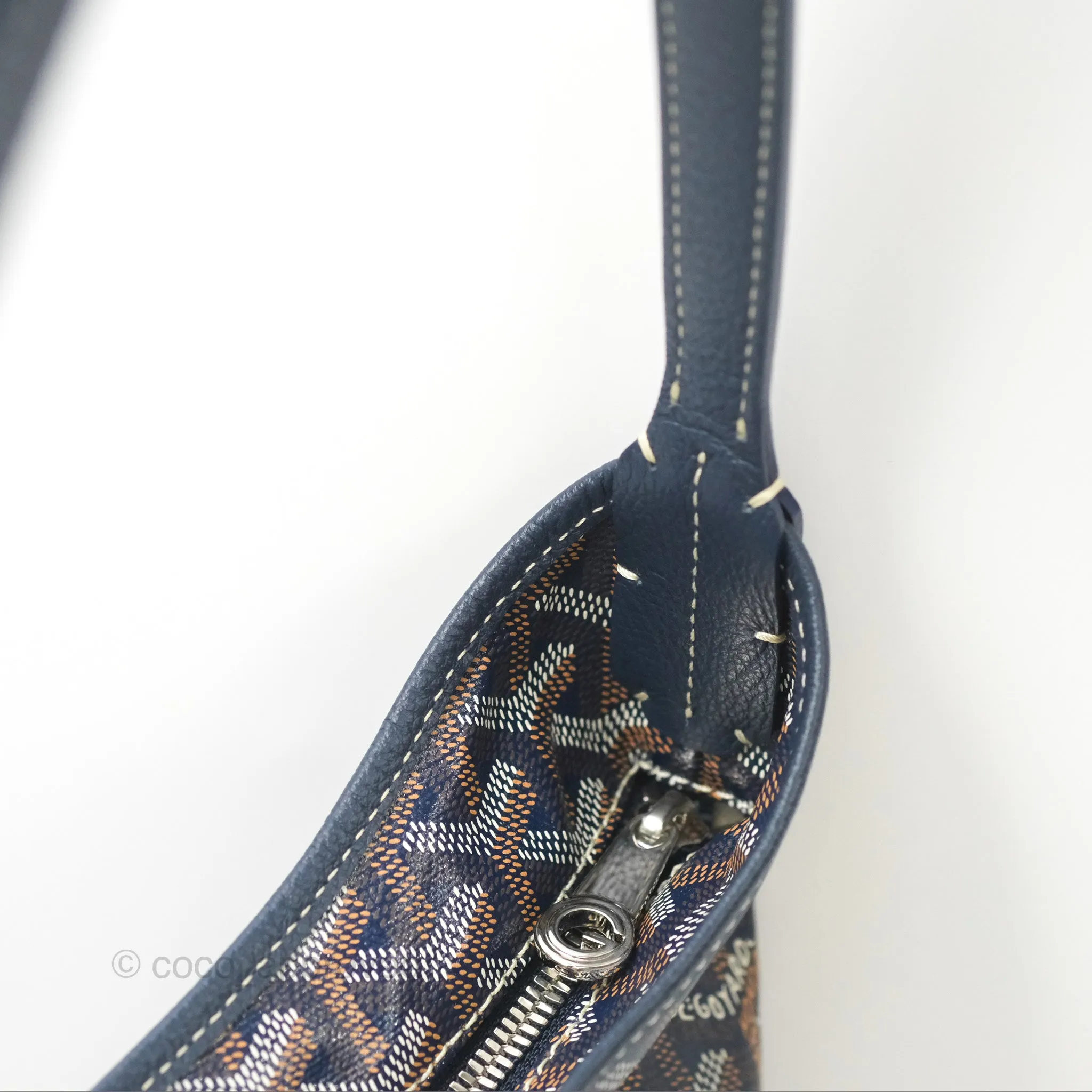 Goyard Bohme Hobo Bag Navy Goyardine Canvas