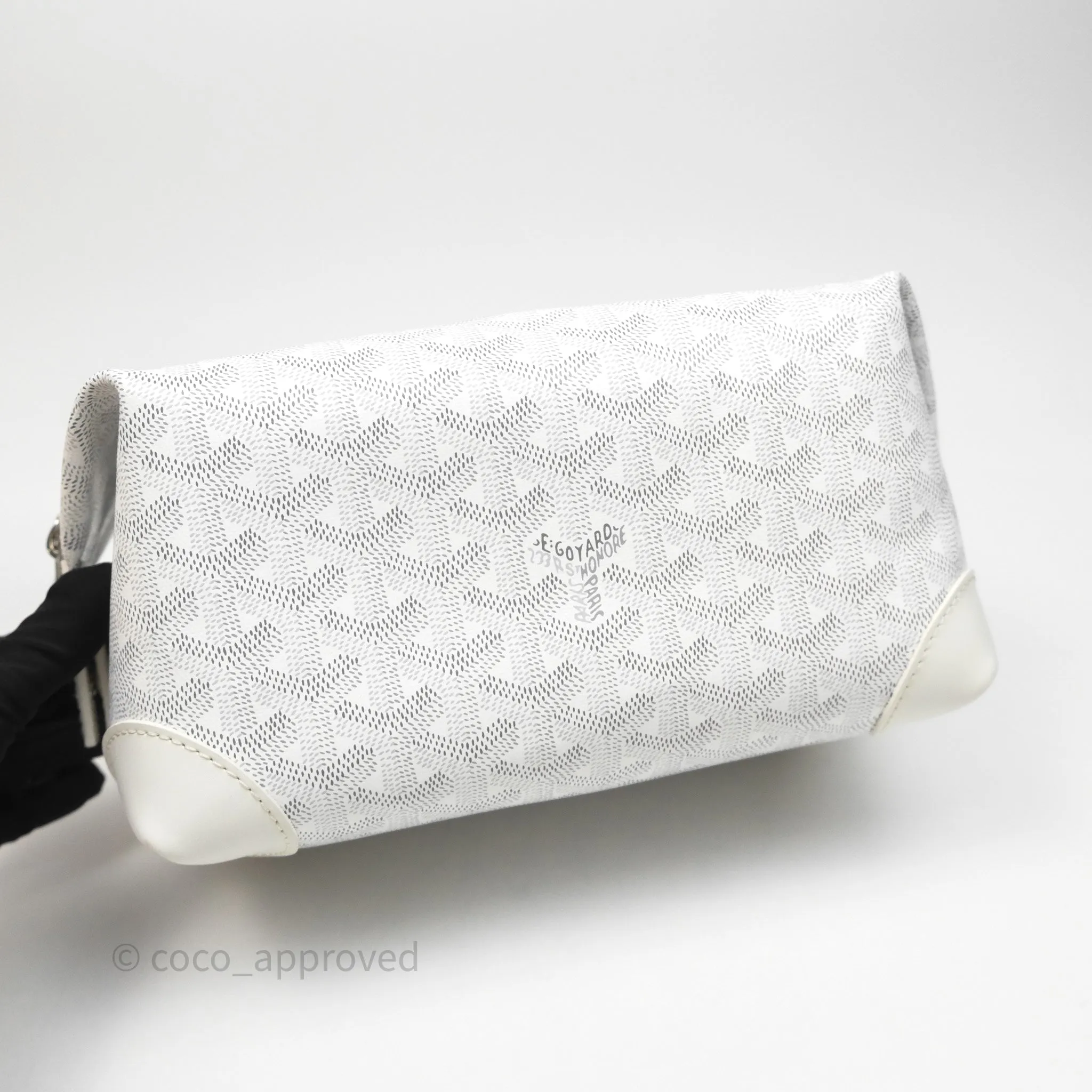 Goyard Bowling 25 Toiletry Bag White Goyardine Canvas
