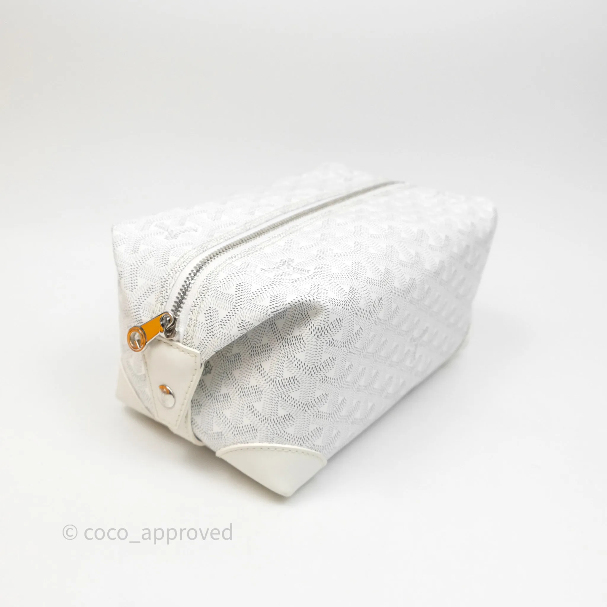 Goyard Bowling 25 Toiletry Bag White Goyardine Canvas