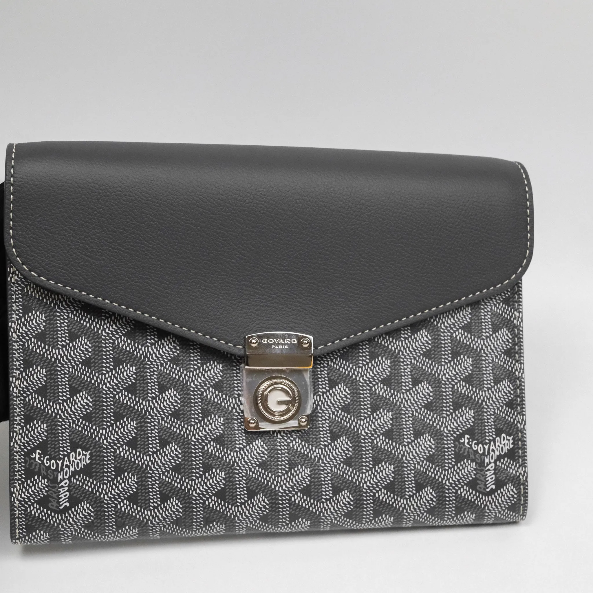Goyard Chypre Wallet Pouch Chevroches Calfskin Grey