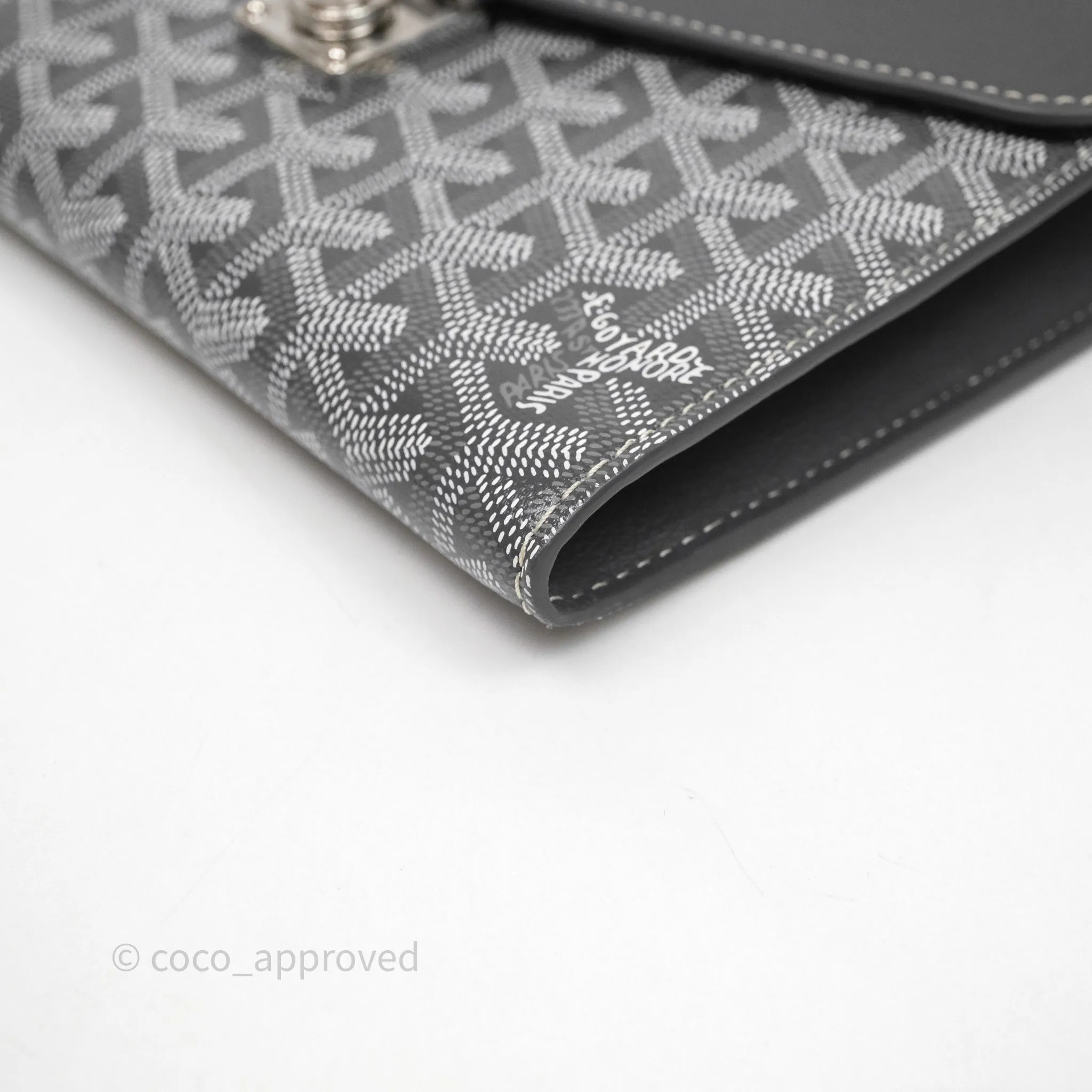 Goyard Chypre Wallet Pouch Chevroches Calfskin Grey