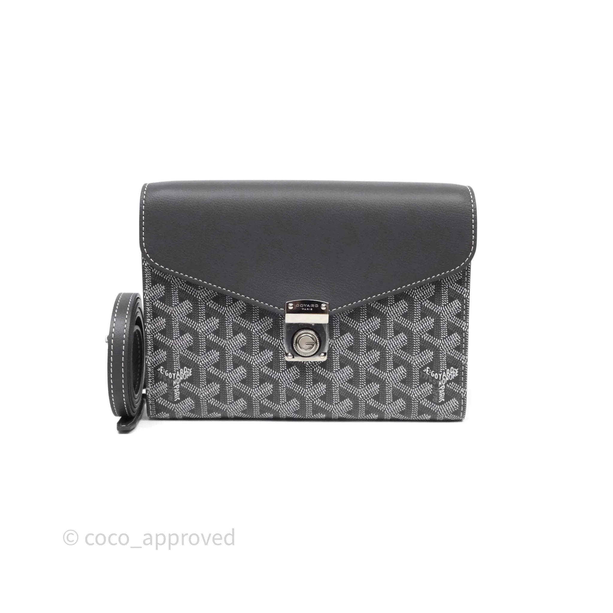 Goyard Chypre Wallet Pouch Chevroches Calfskin Grey