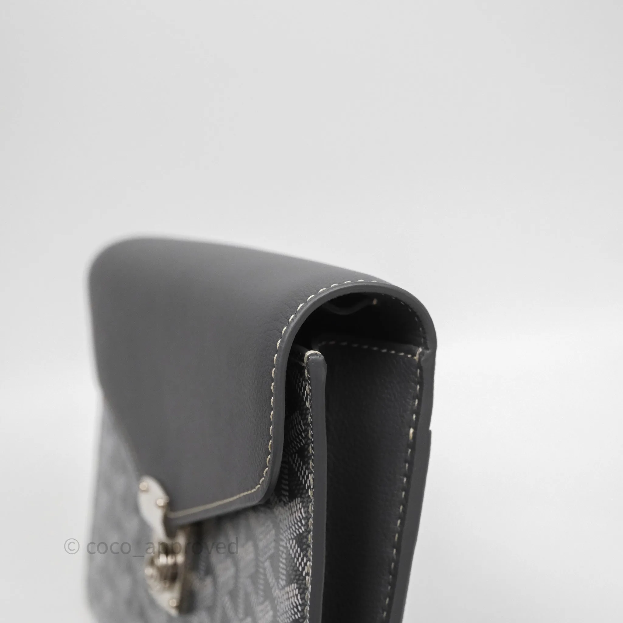 Goyard Chypre Wallet Pouch Chevroches Calfskin Grey