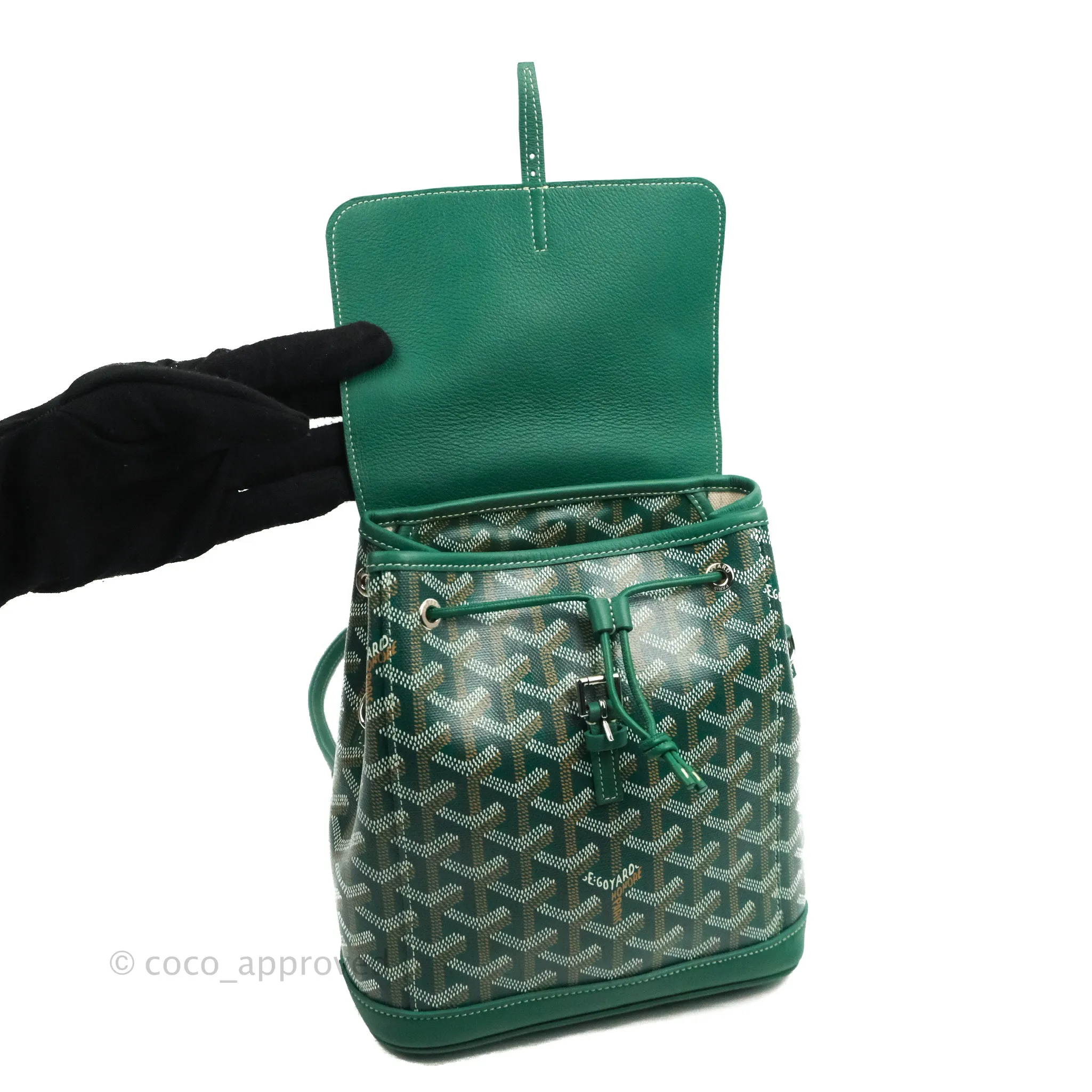 Goyard Mini Alpin Backpack Green Goyardine Calfskin