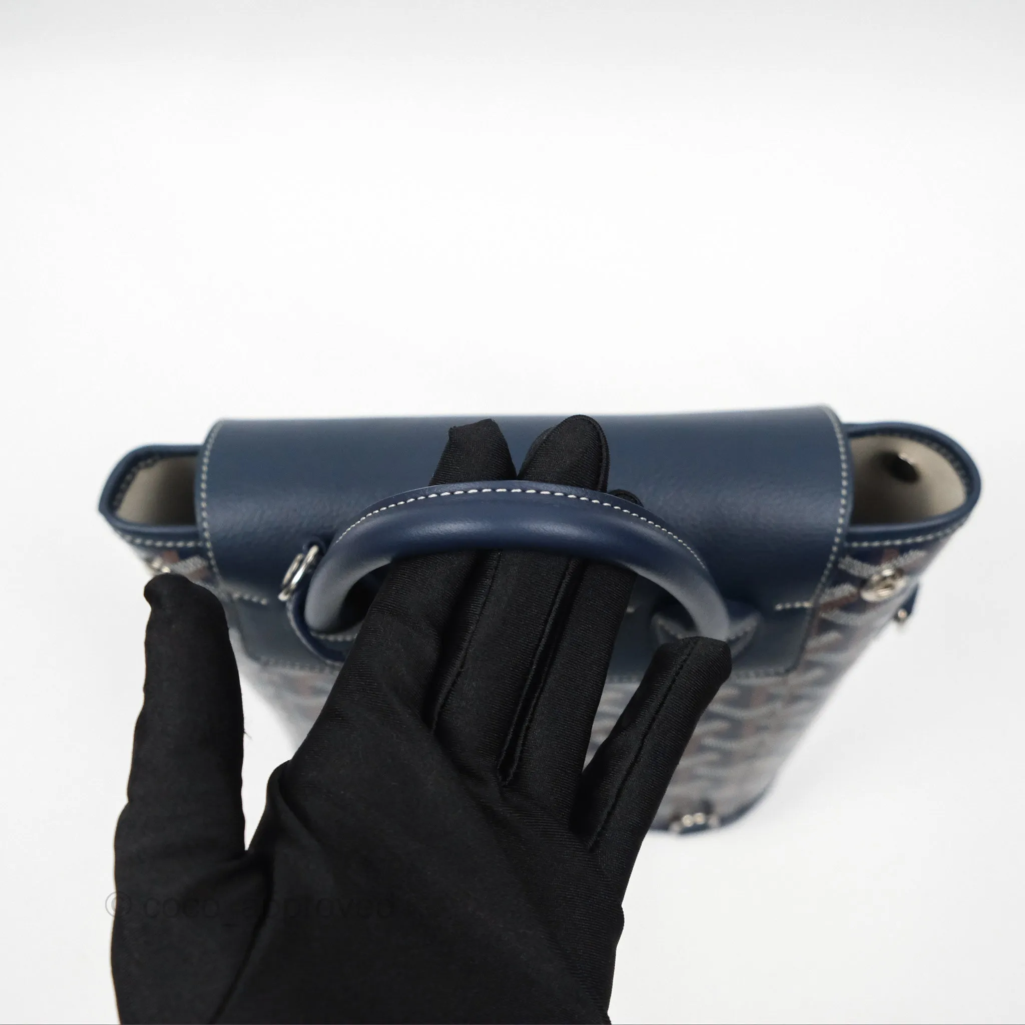 Goyard Mini Alpin Backpack Navy Blue Goyardine Calfskin