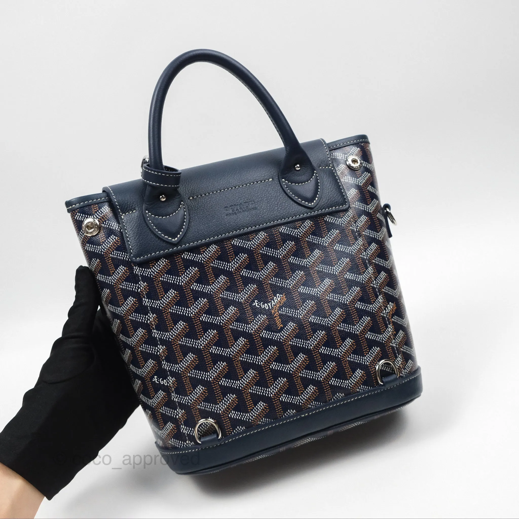 Goyard Mini Alpin Backpack Navy Blue Goyardine Calfskin