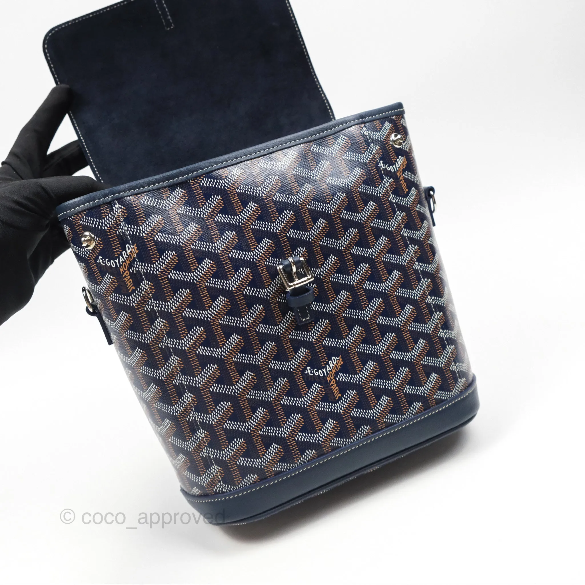 Goyard Mini Alpin Backpack Navy Blue Goyardine Calfskin