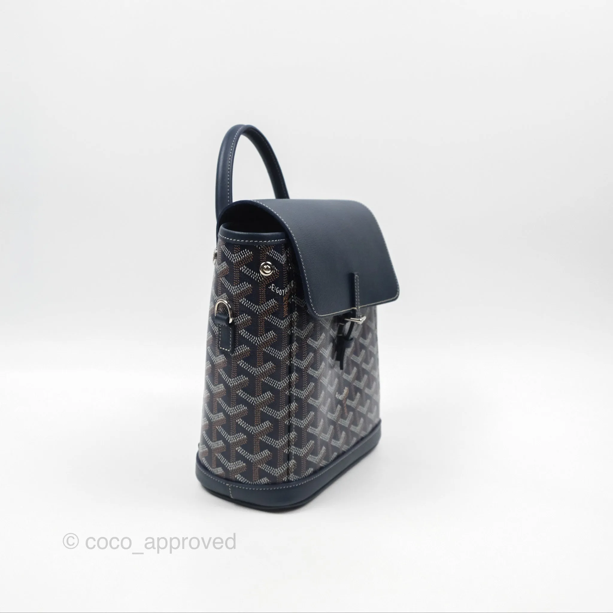 Goyard Mini Alpin Backpack Navy Blue Goyardine Calfskin