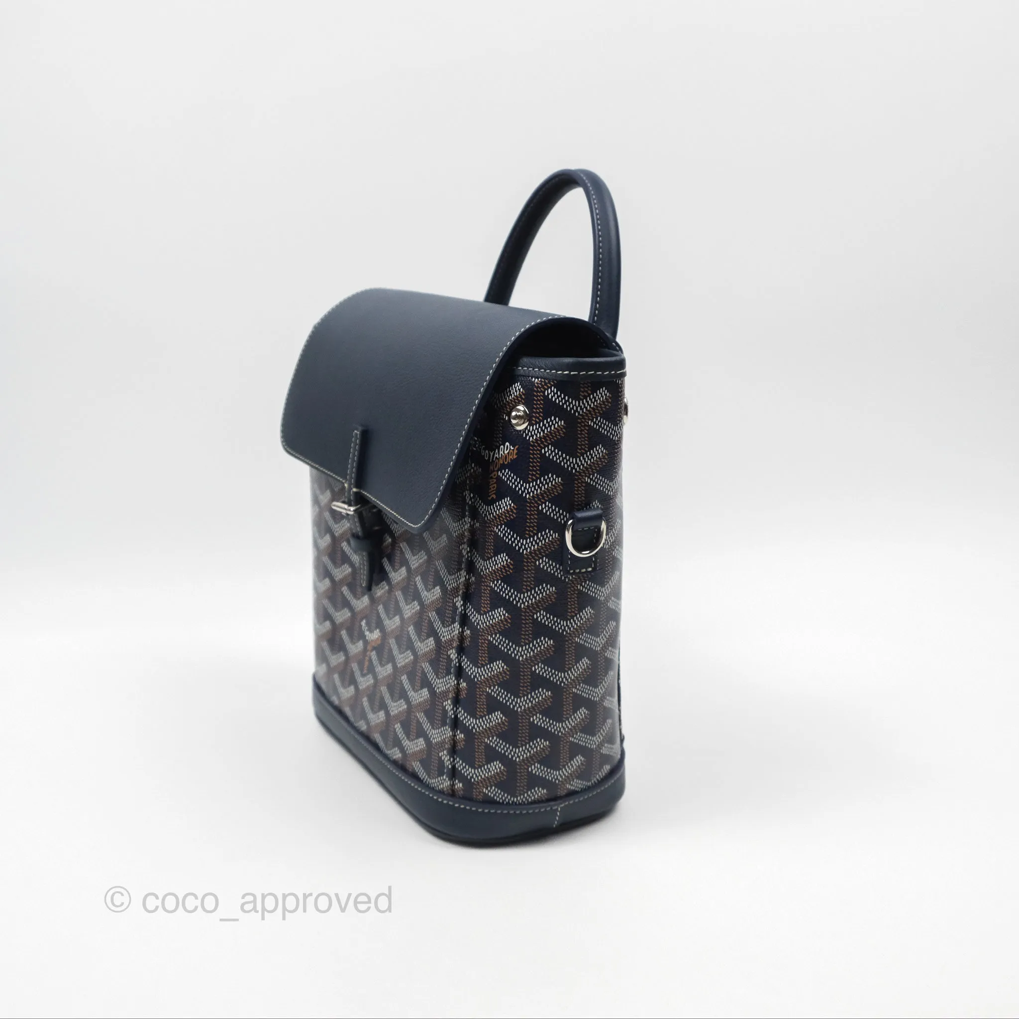 Goyard Mini Alpin Backpack Navy Blue Goyardine Calfskin