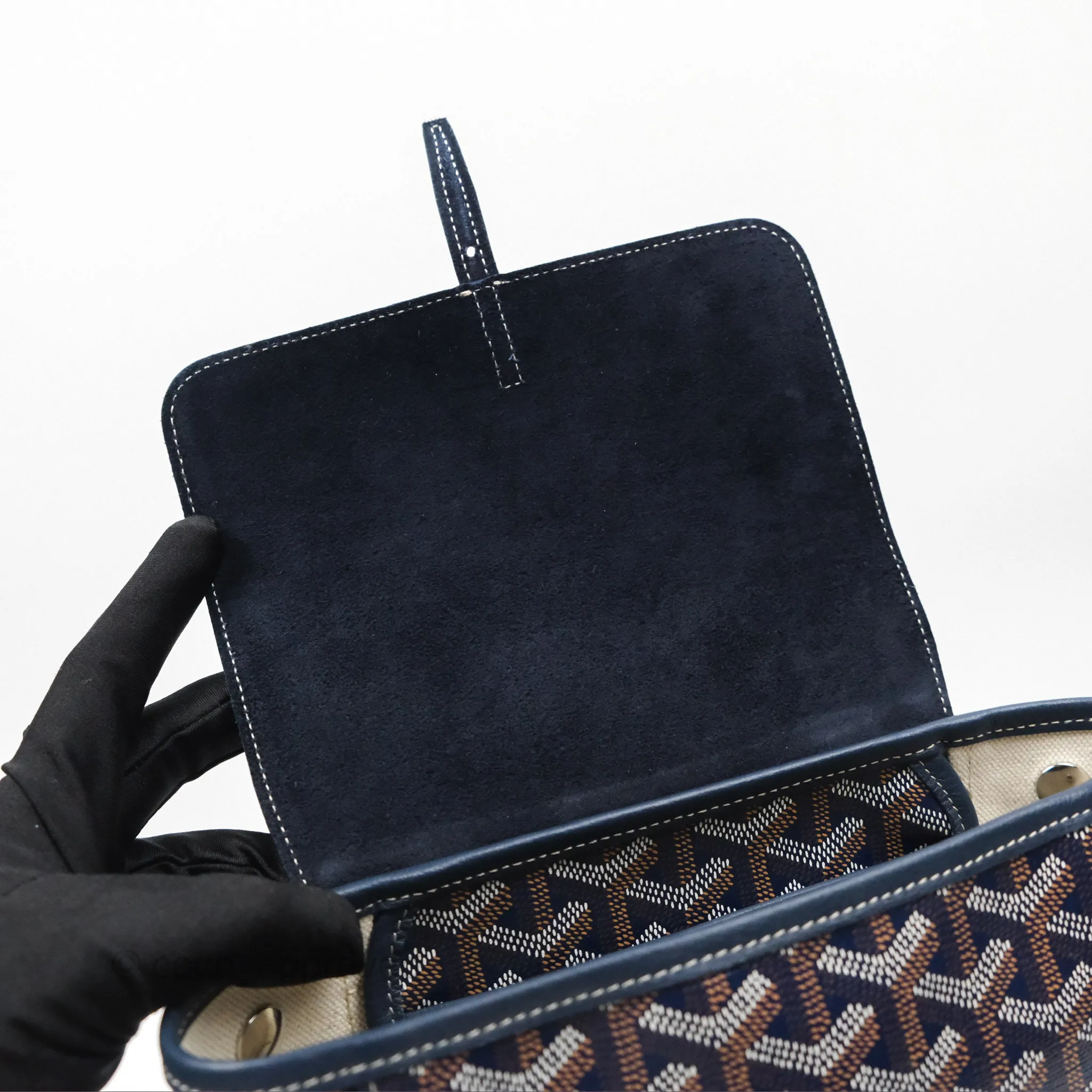 Goyard Mini Alpin Backpack Navy Blue Goyardine Calfskin