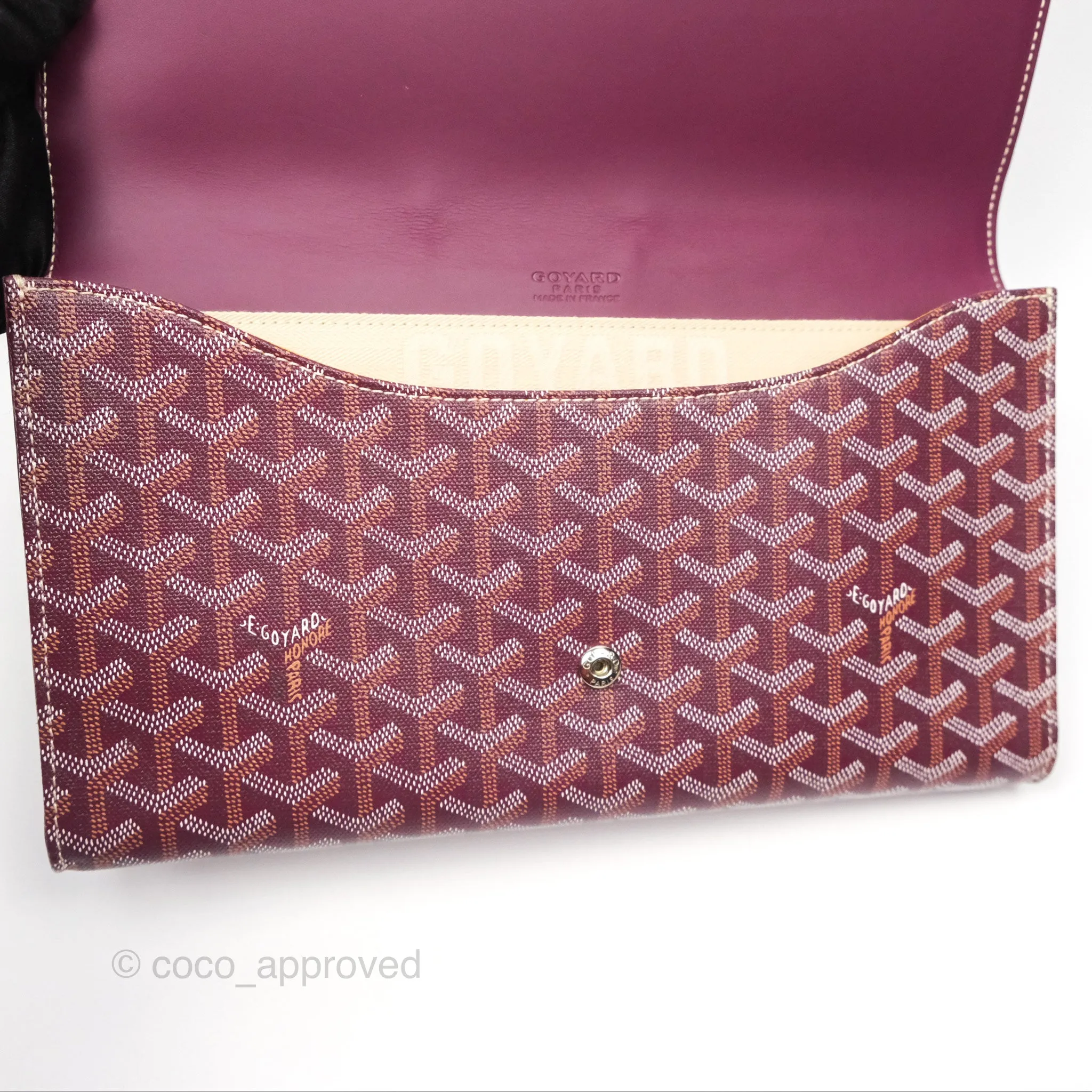 Goyard Monte-Carlo Bois Clutch Wine Red Goyardine Canvas