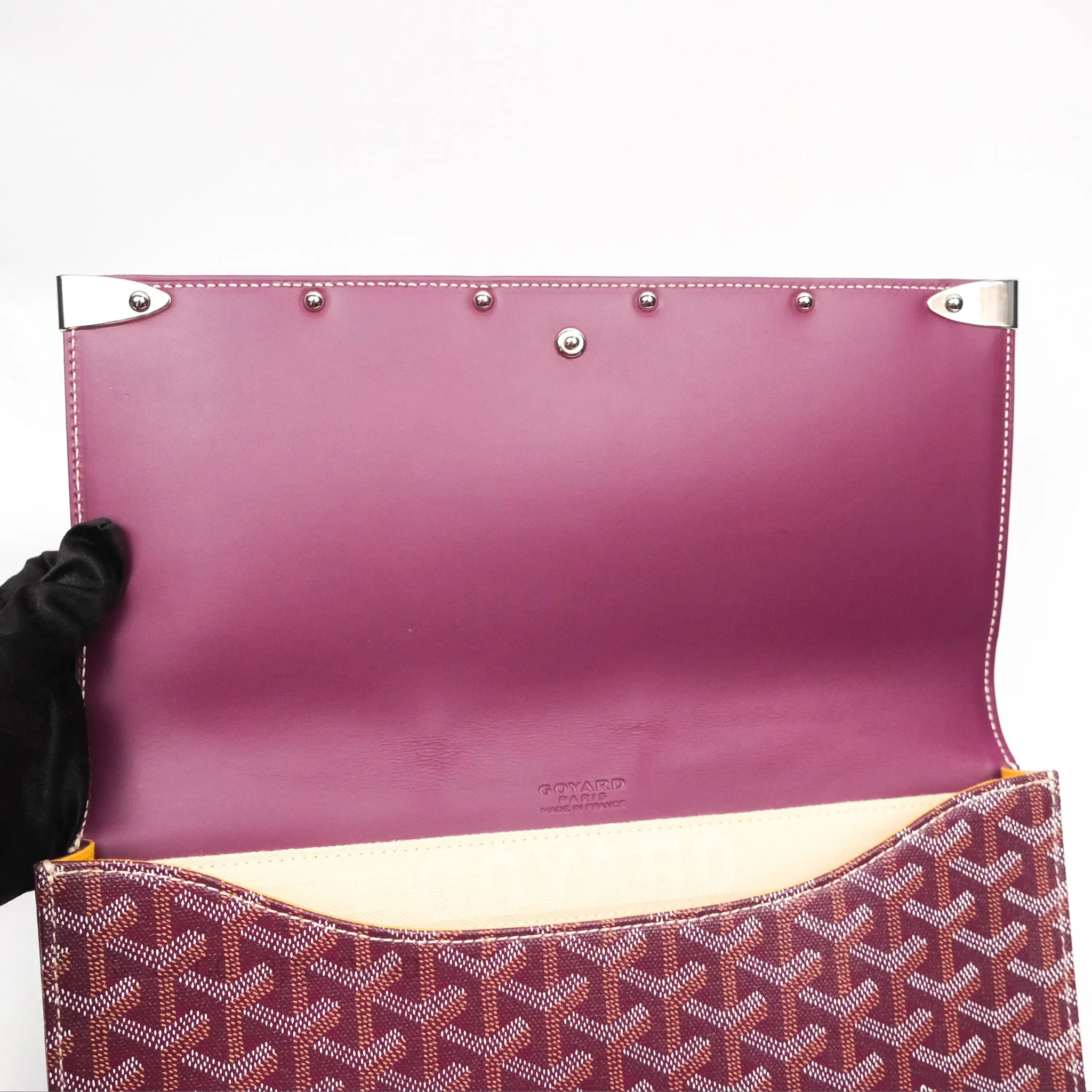 Goyard Monte-Carlo Bois Clutch Wine Red Goyardine Canvas