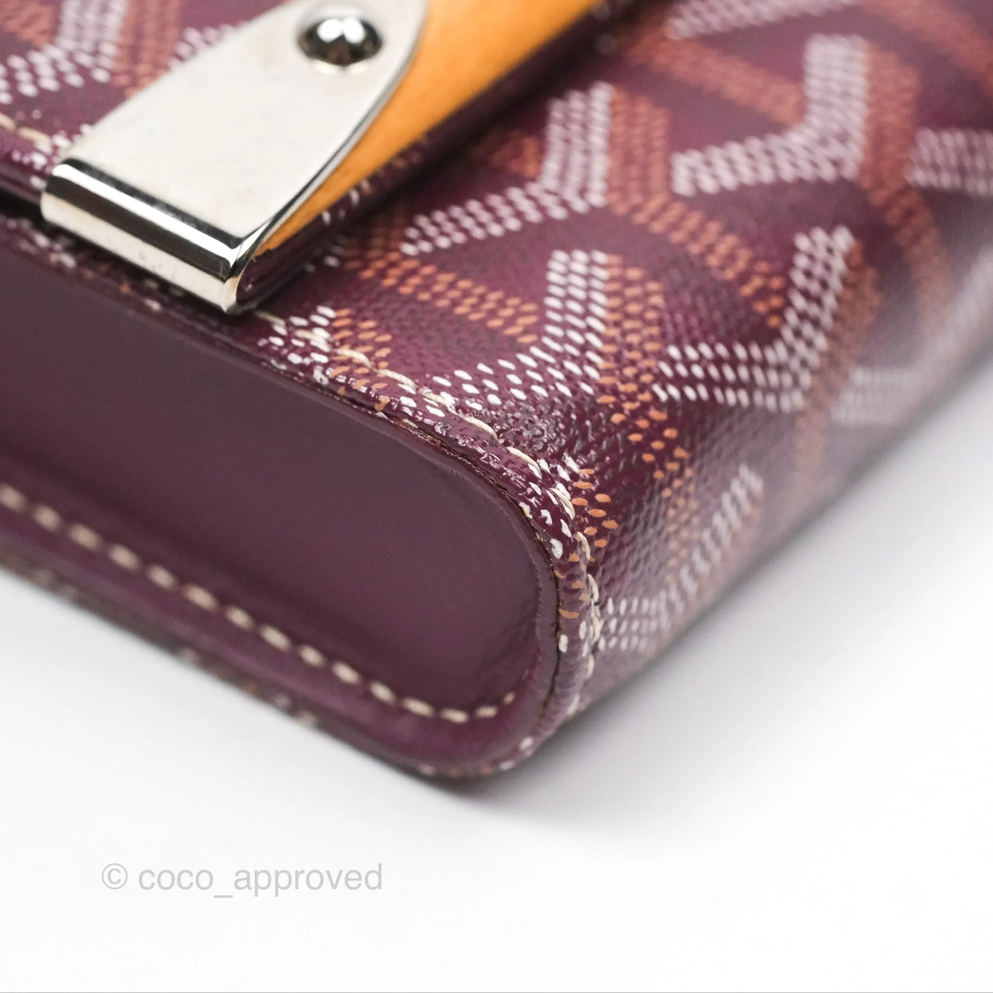 Goyard Monte-Carlo Bois Clutch Wine Red Goyardine Canvas