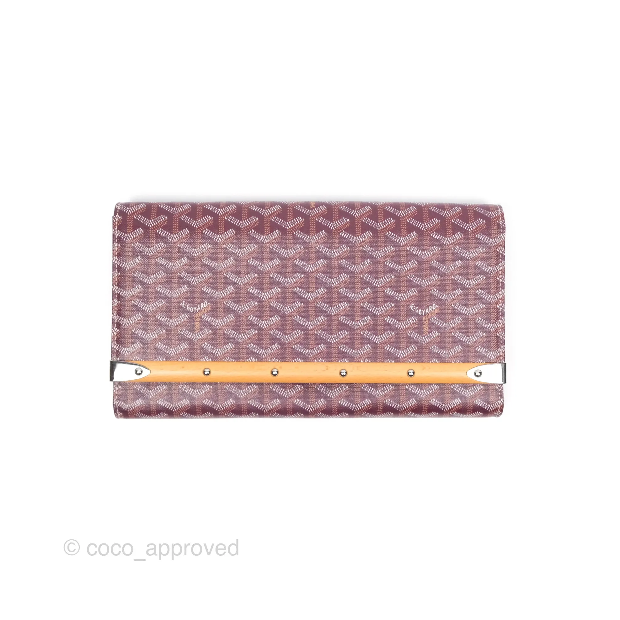 Goyard Monte-Carlo Bois Clutch Wine Red Goyardine Canvas