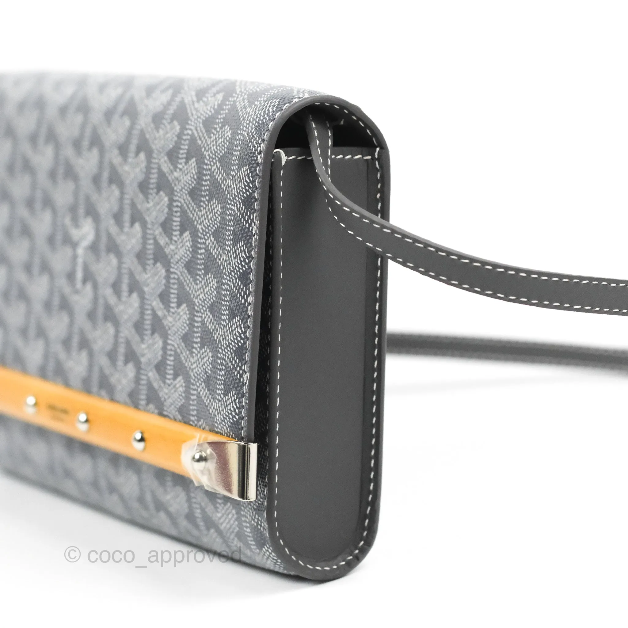 Goyard Monte-Carlo PM Clutch with Strap Grey Goyardine Canvas