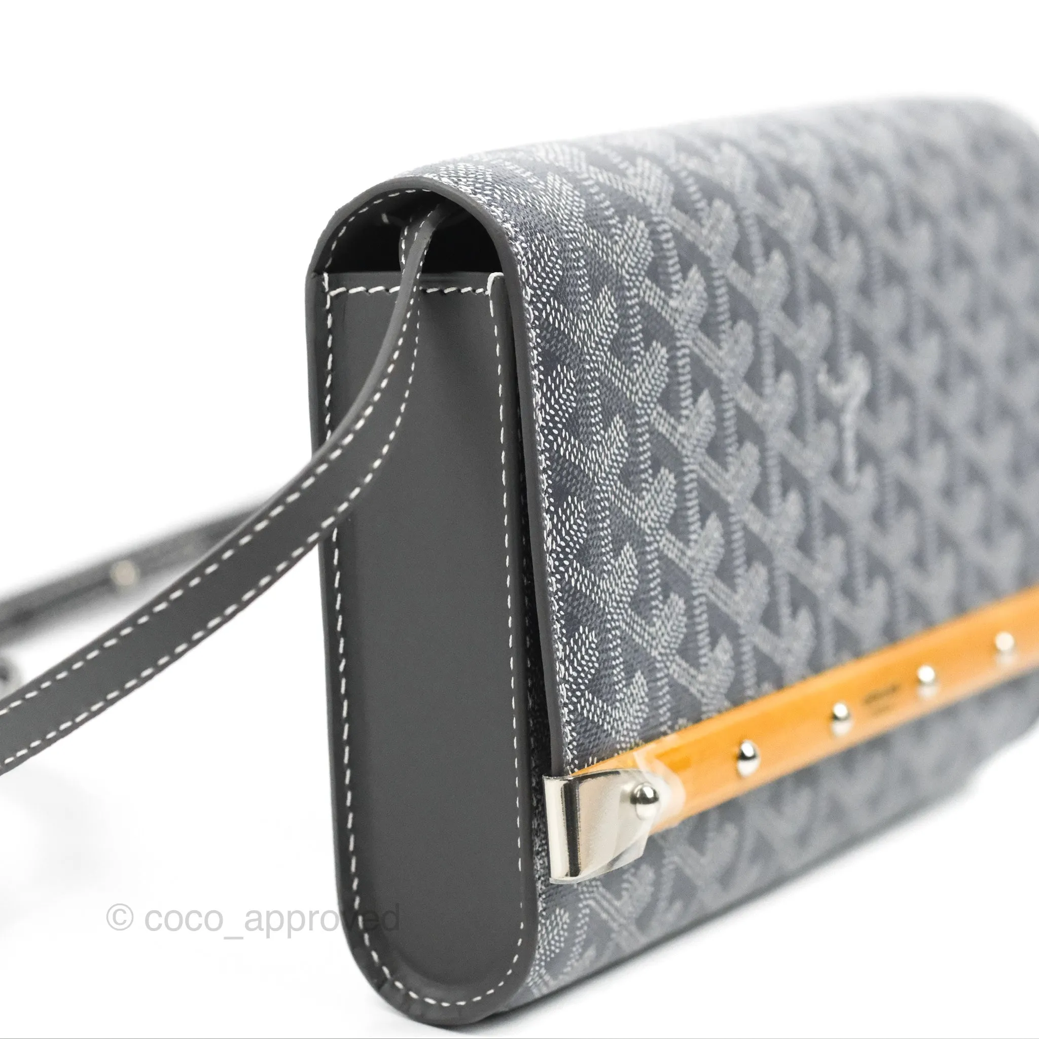 Goyard Monte-Carlo PM Clutch with Strap Grey Goyardine Canvas