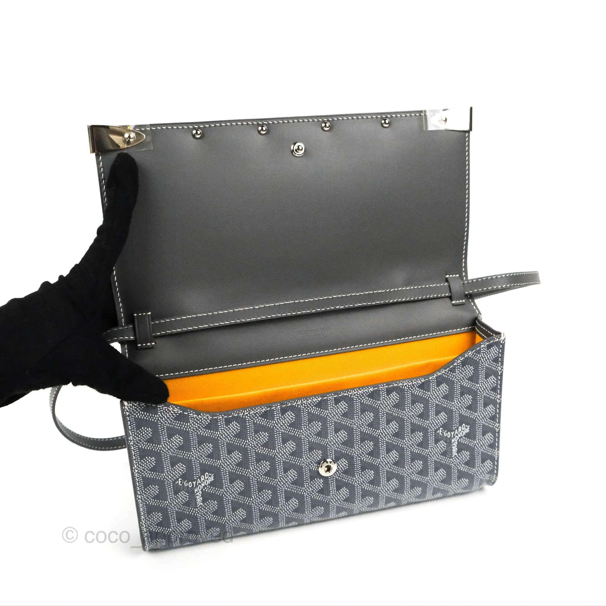 Goyard Monte-Carlo PM Clutch with Strap Grey Goyardine Canvas