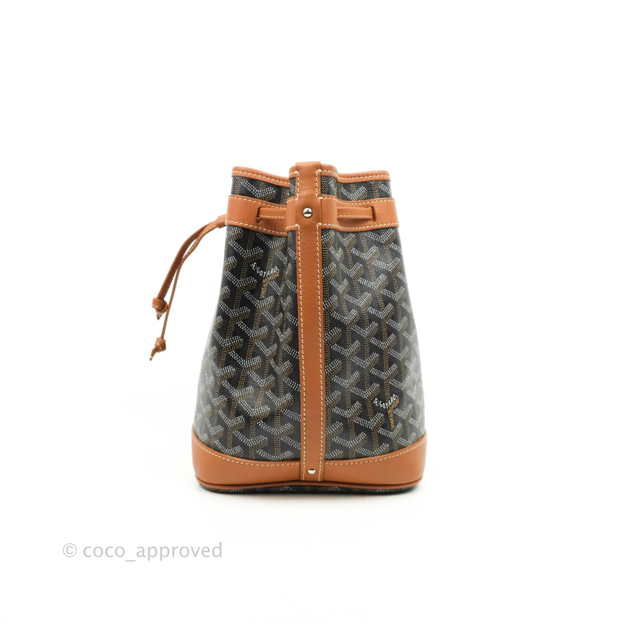 Goyard Petit Flot Black & Natural Drawstring Bucket Bag