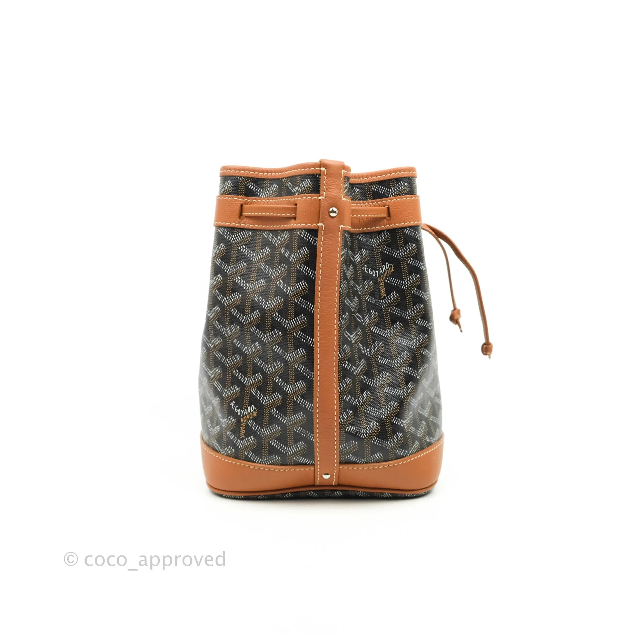 Goyard Petit Flot Black & Natural Drawstring Bucket Bag