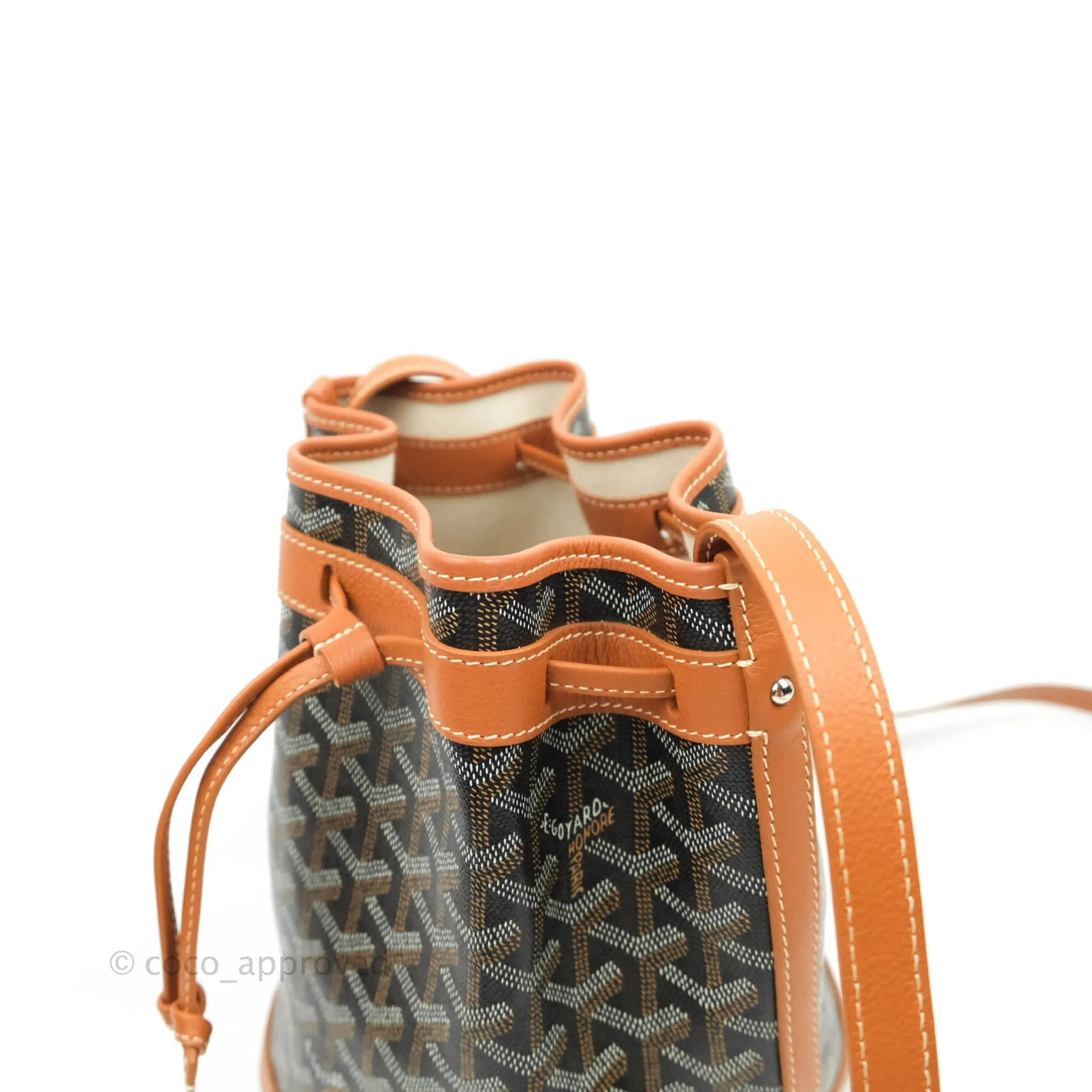 Goyard Petit Flot Black & Natural Drawstring Bucket Bag