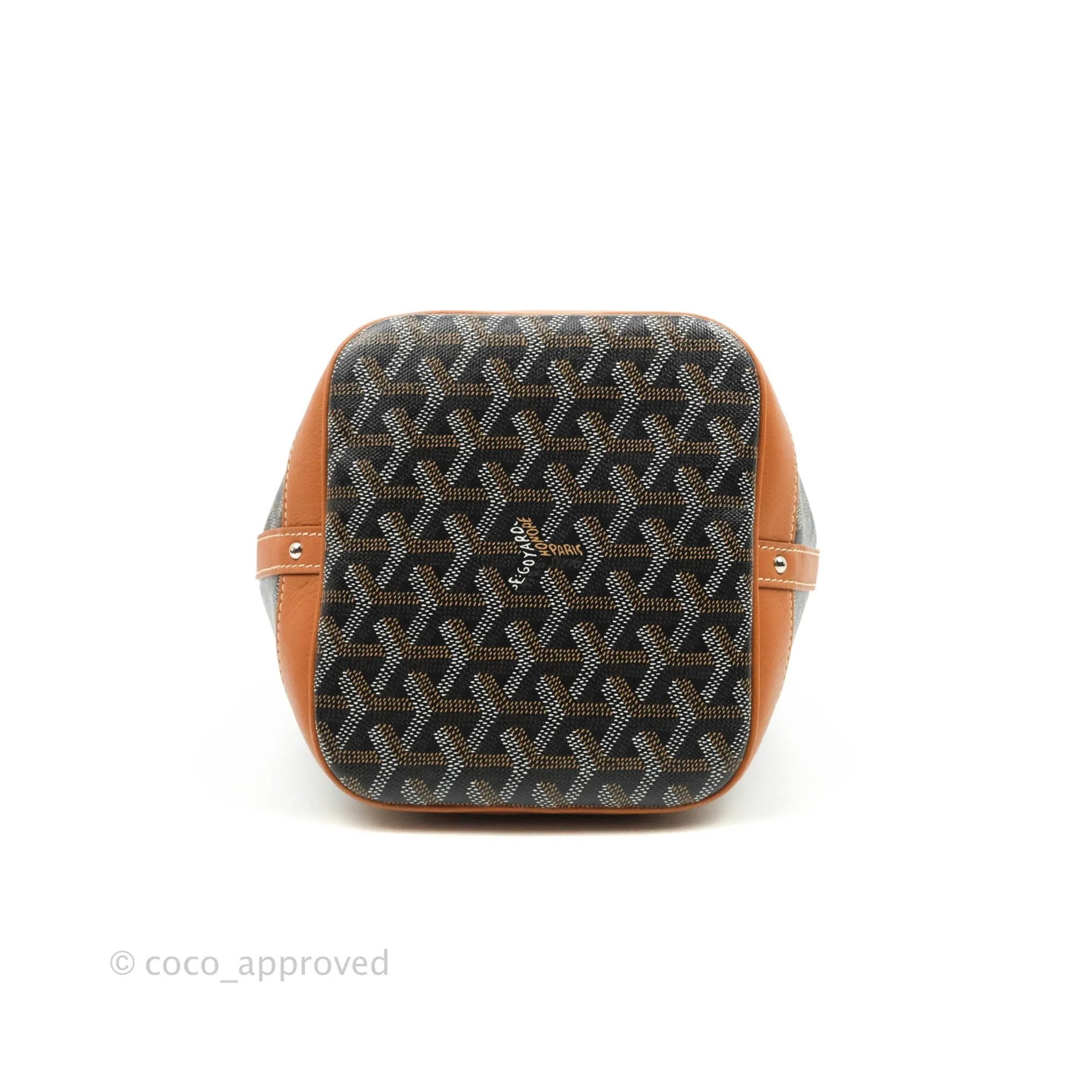 Goyard Petit Flot Black & Natural Drawstring Bucket Bag
