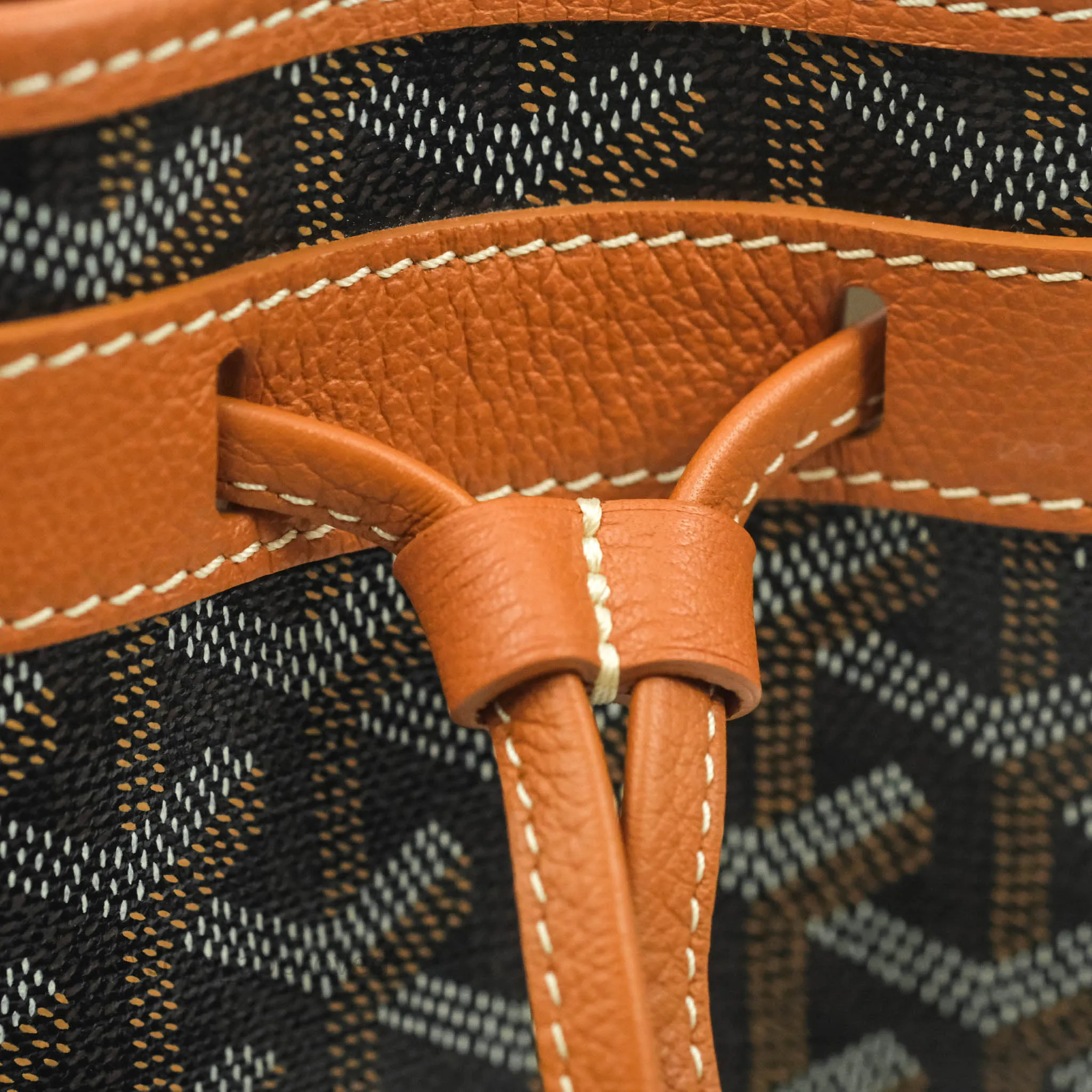 Goyard Petit Flot Black & Natural Drawstring Bucket Bag