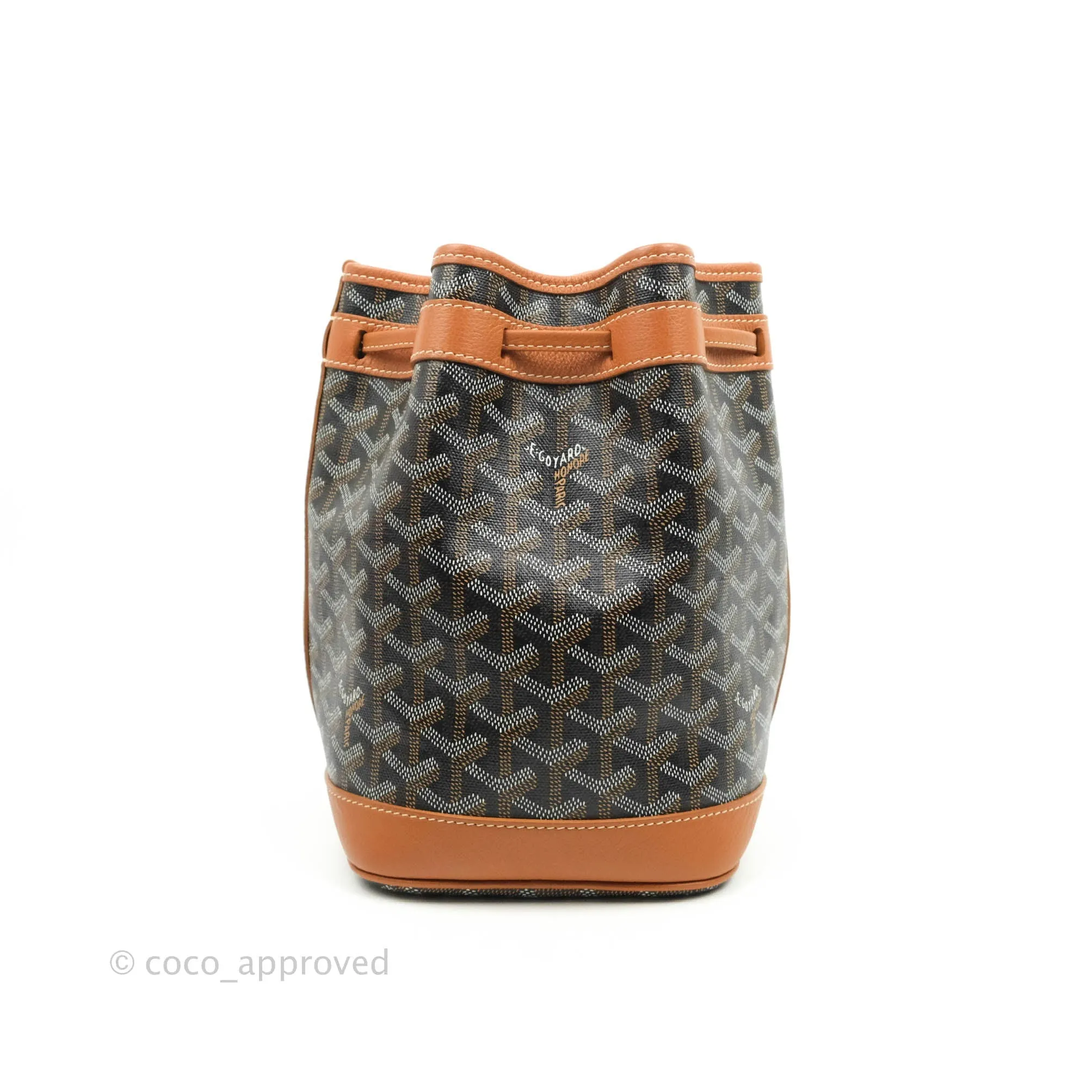 Goyard Petit Flot Black & Natural Drawstring Bucket Bag