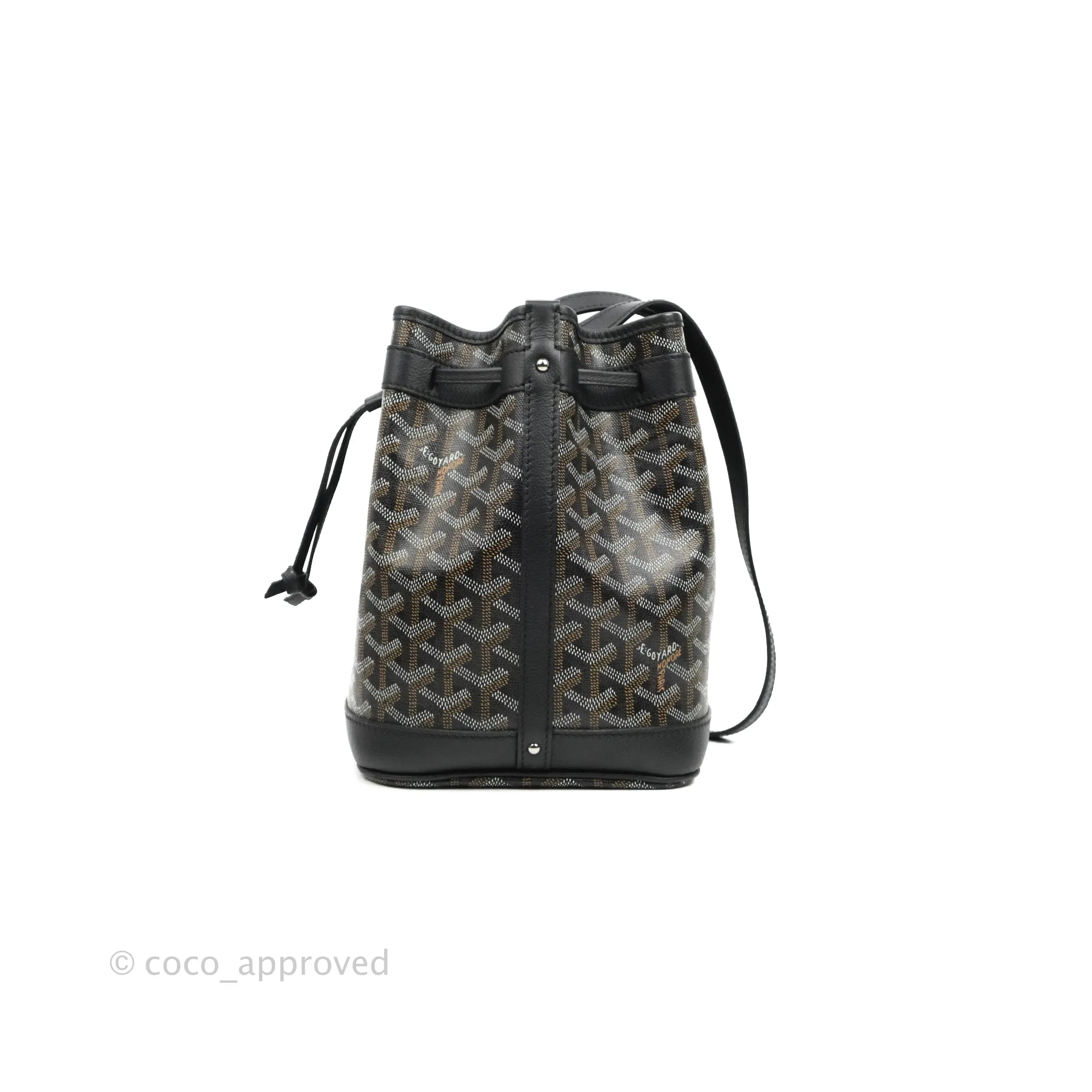 Goyard Petit Flot Black Drawstring Bucket Bag