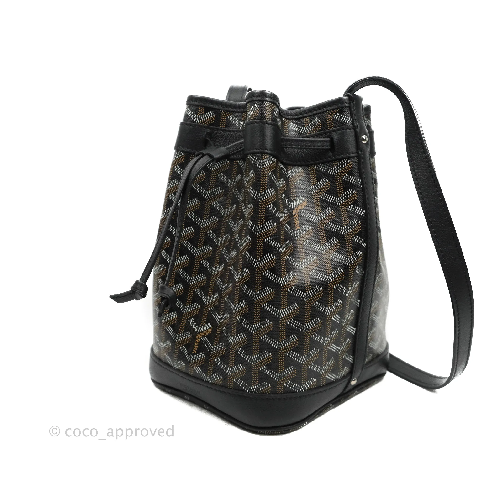Goyard Petit Flot Black Drawstring Bucket Bag