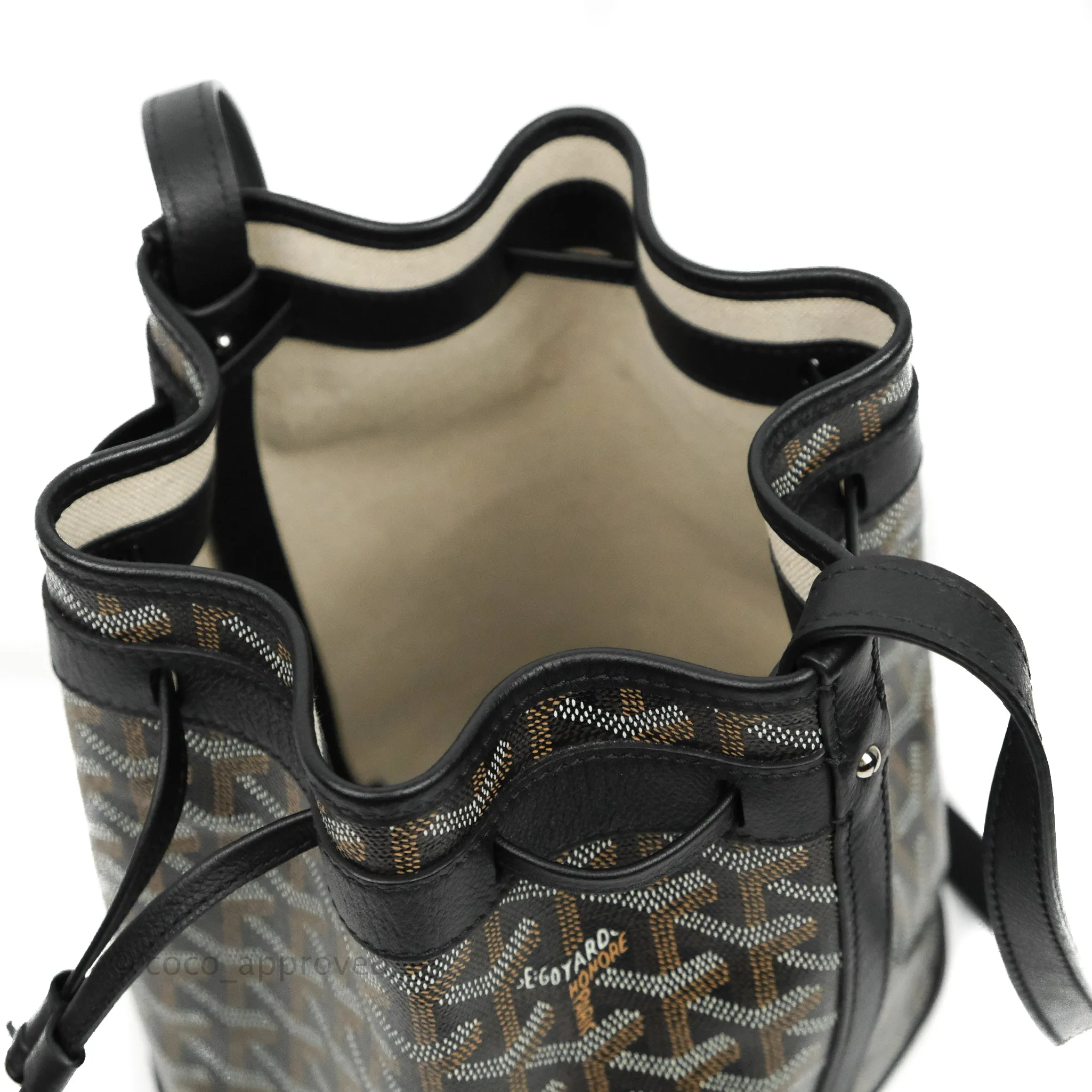 Goyard Petit Flot Black Drawstring Bucket Bag