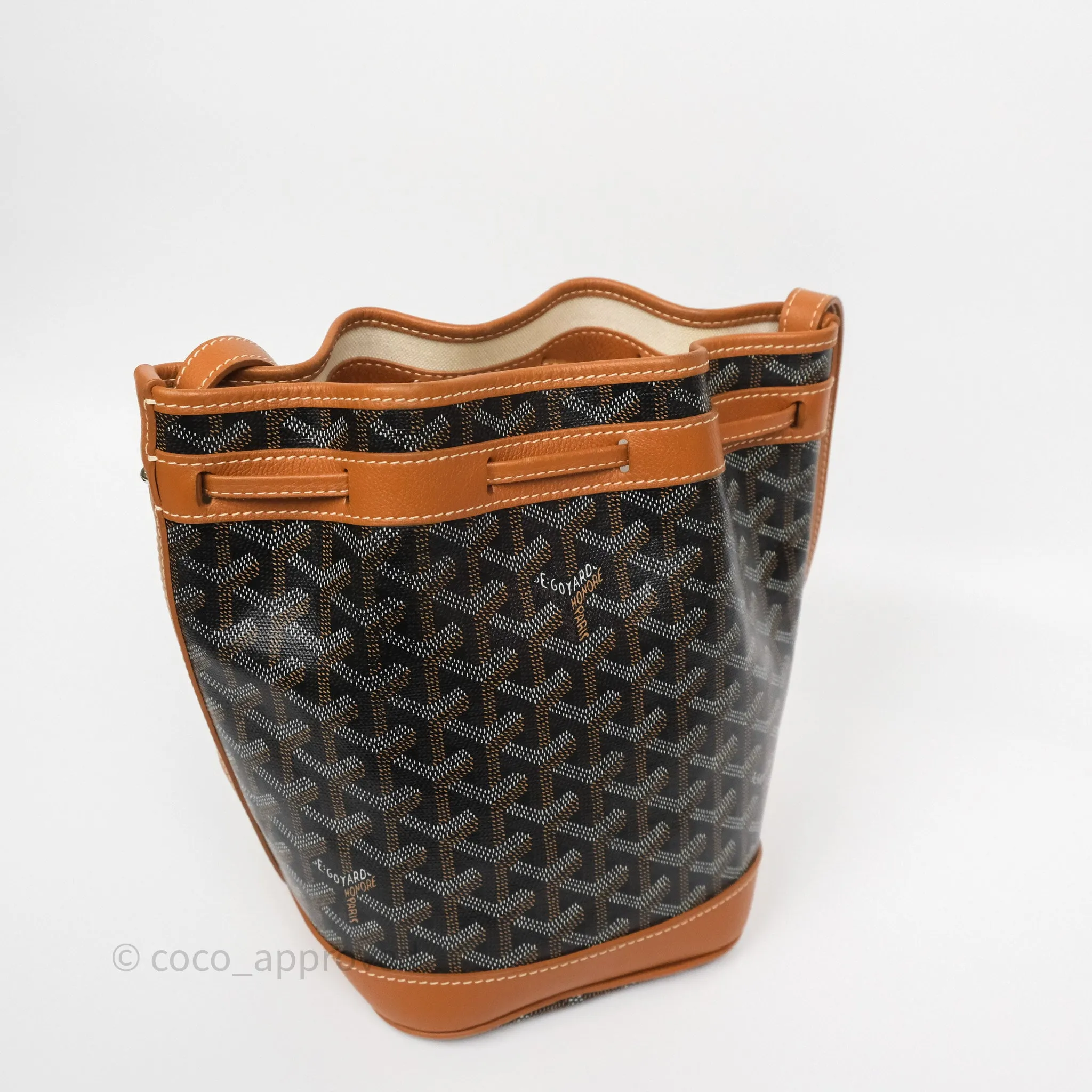 Goyard Petit Flot Bucket Bag Black & Tan Goyardine
