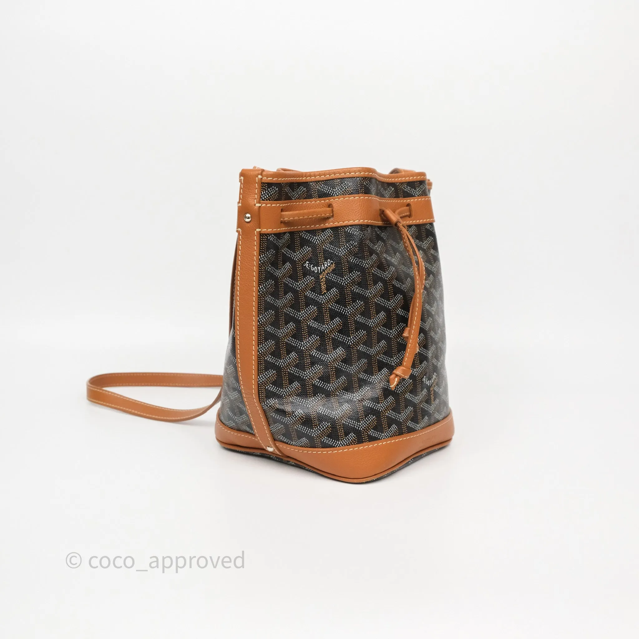 Goyard Petit Flot Bucket Bag Black & Tan Goyardine