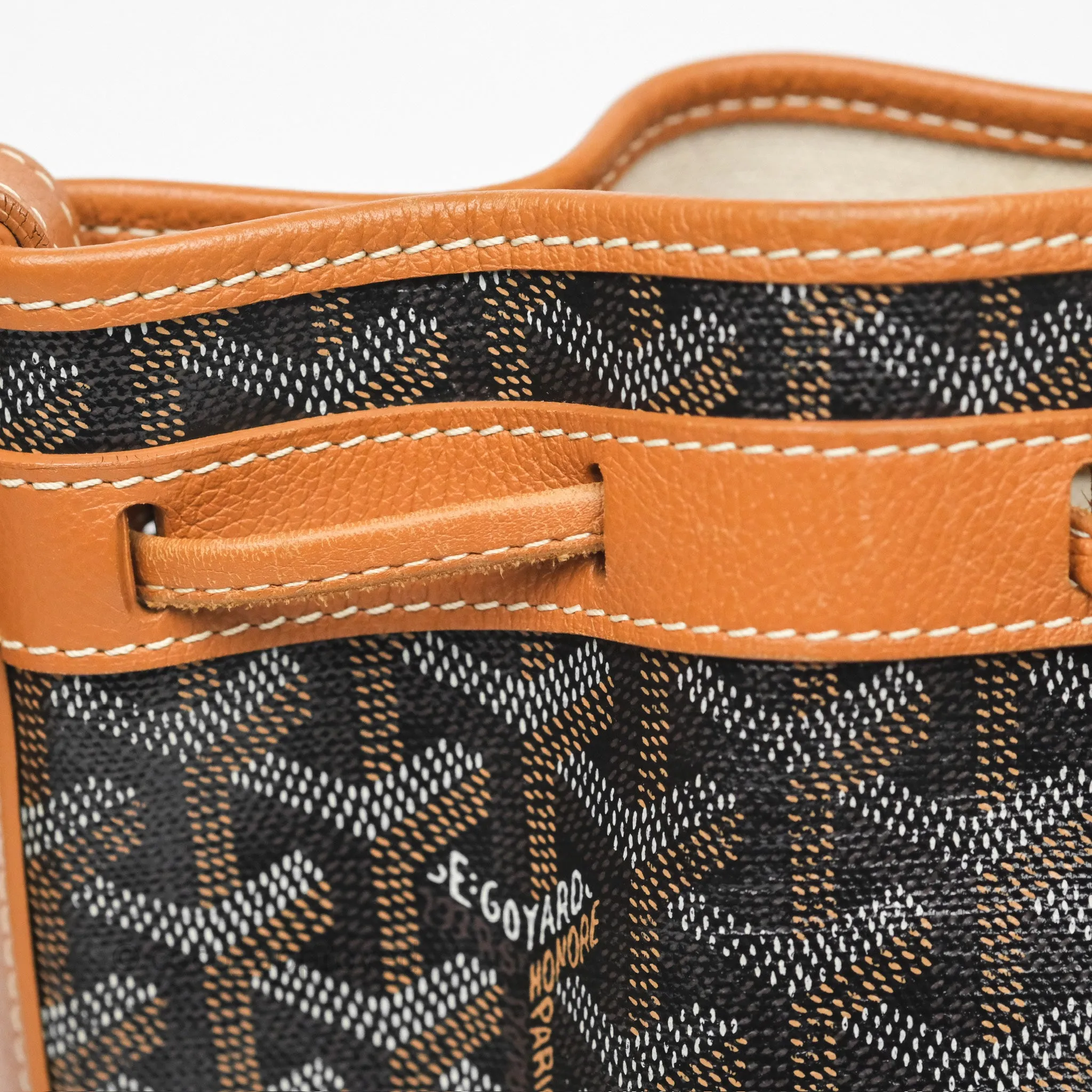 Goyard Petit Flot Bucket Bag Black & Tan Goyardine
