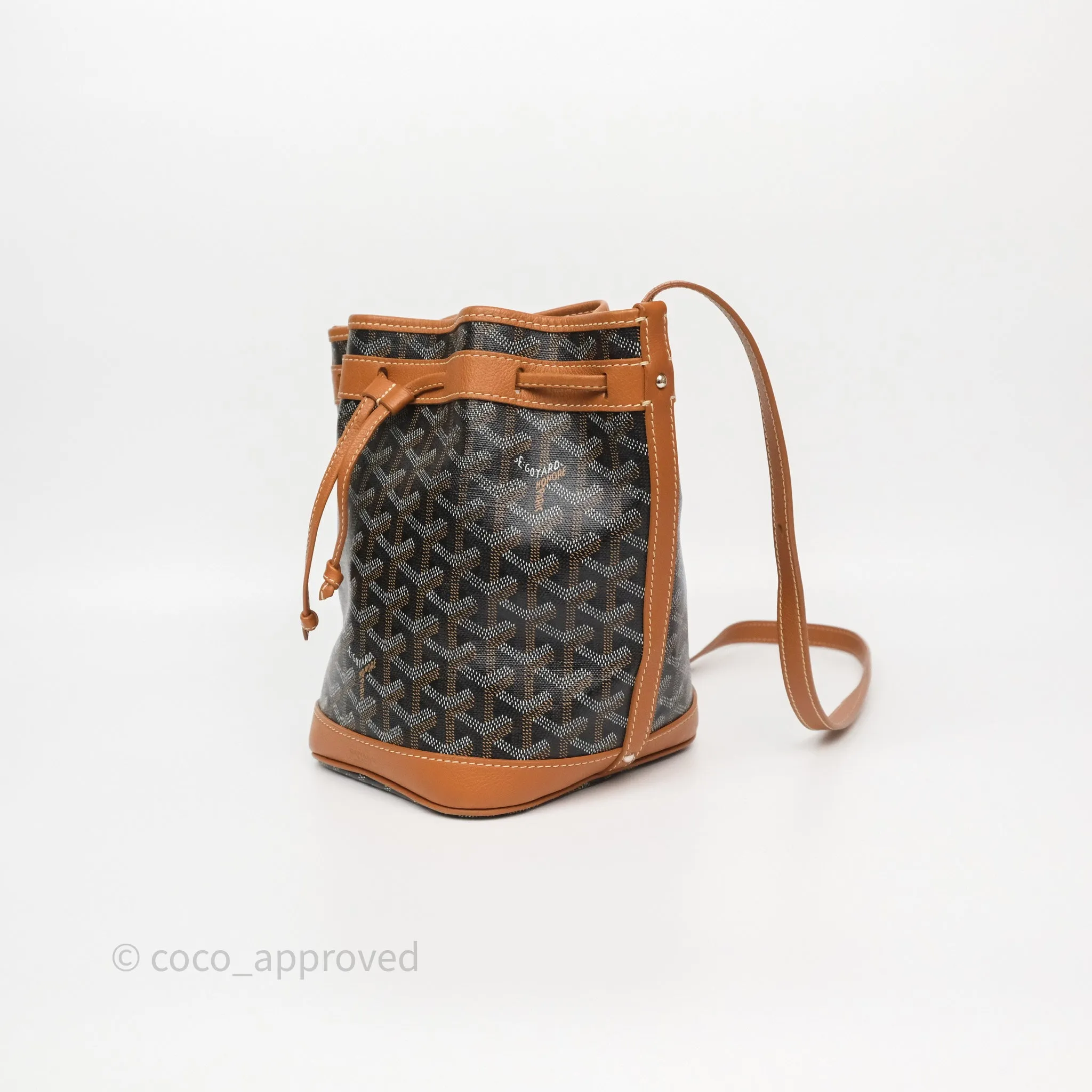 Goyard Petit Flot Bucket Bag Black & Tan Goyardine