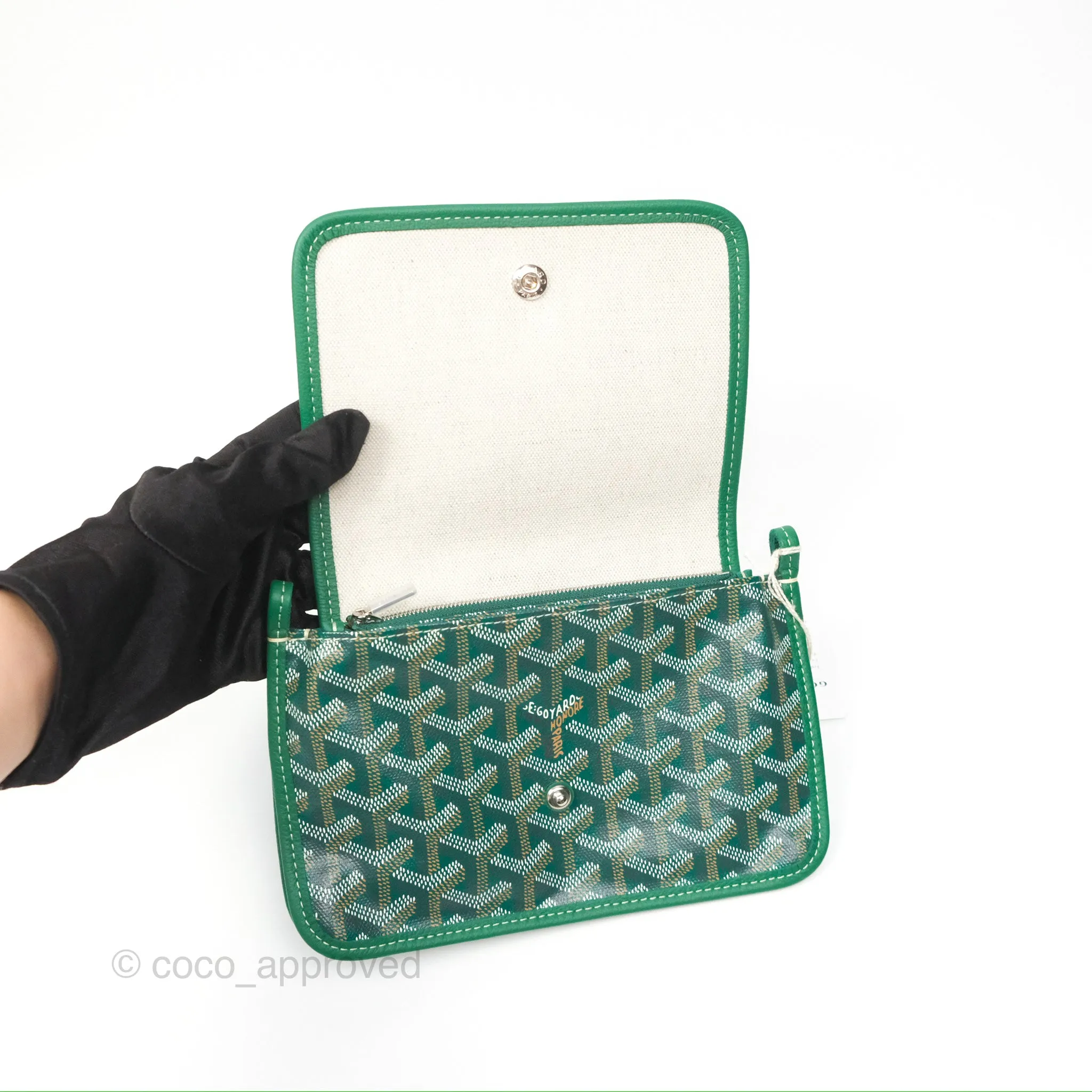 Goyard Plumet Pocket Wallet Green Goyardine Canvas
